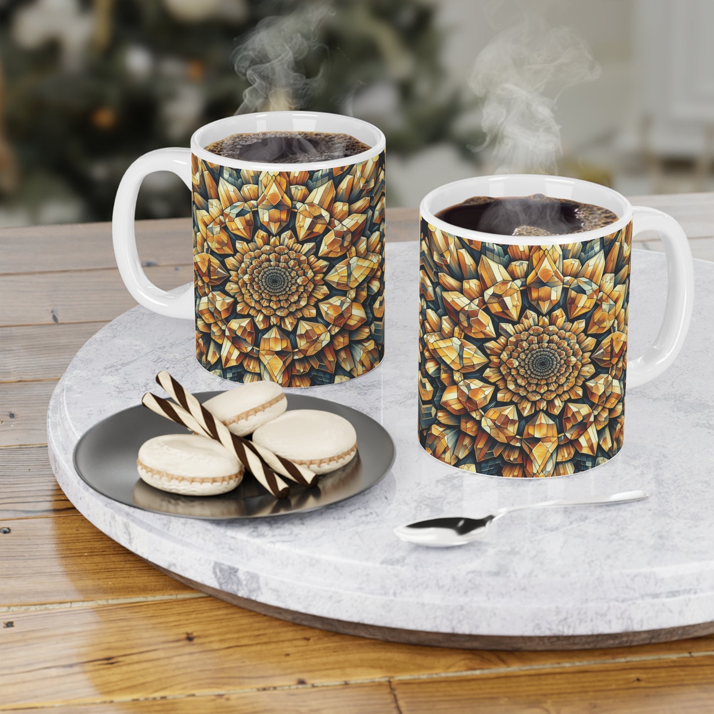 Citrine Geometric Ceramic Mug - Artisanal Drinkware for Coffee Lovers, Home Decor, Unique Gift, Housewarming, Mother's Day
