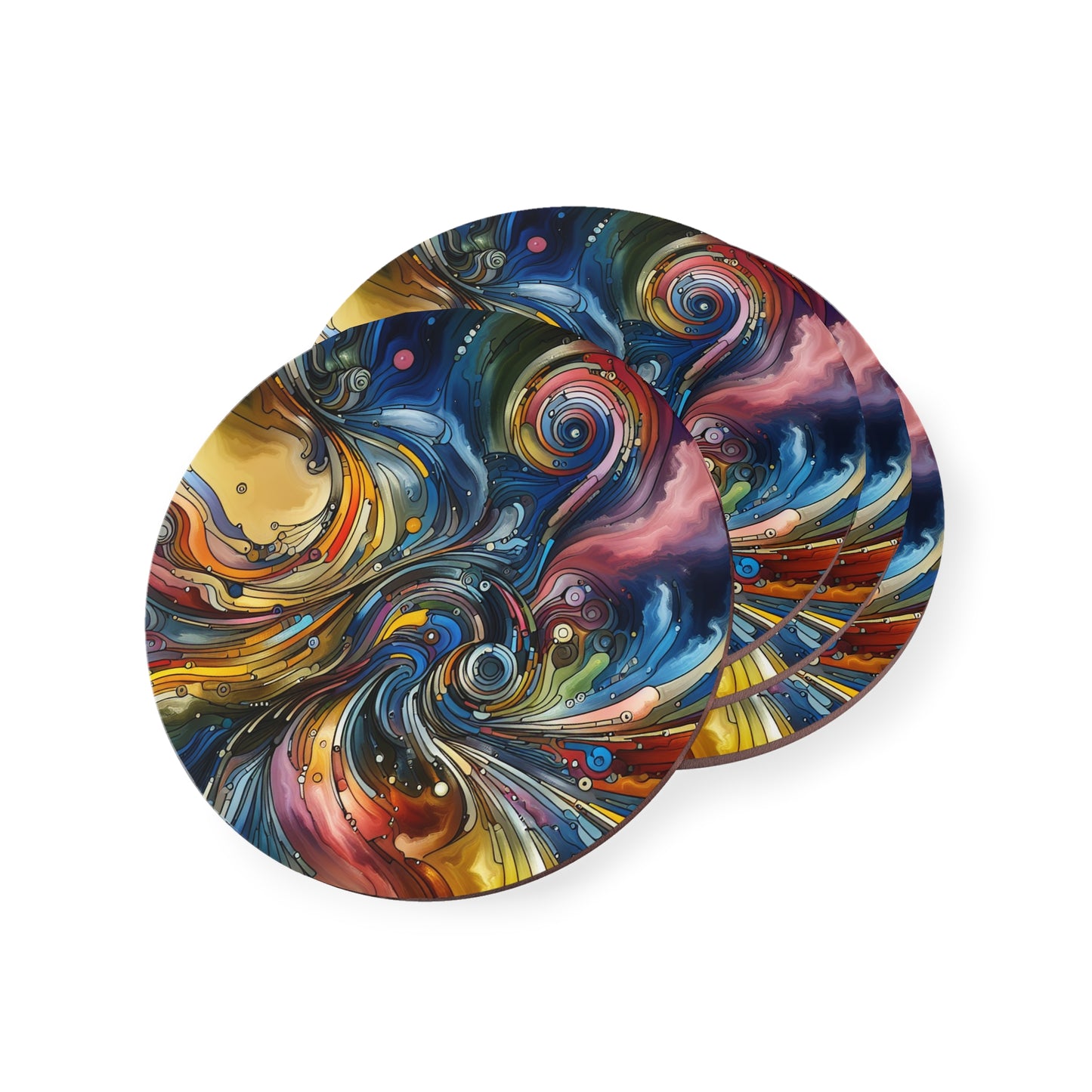 Energy Waves Coasters - Set of 4, Drink Coasters, Geometric Design Coasters, Housewarming Gift, Home Decor, Kitchen Accessories
