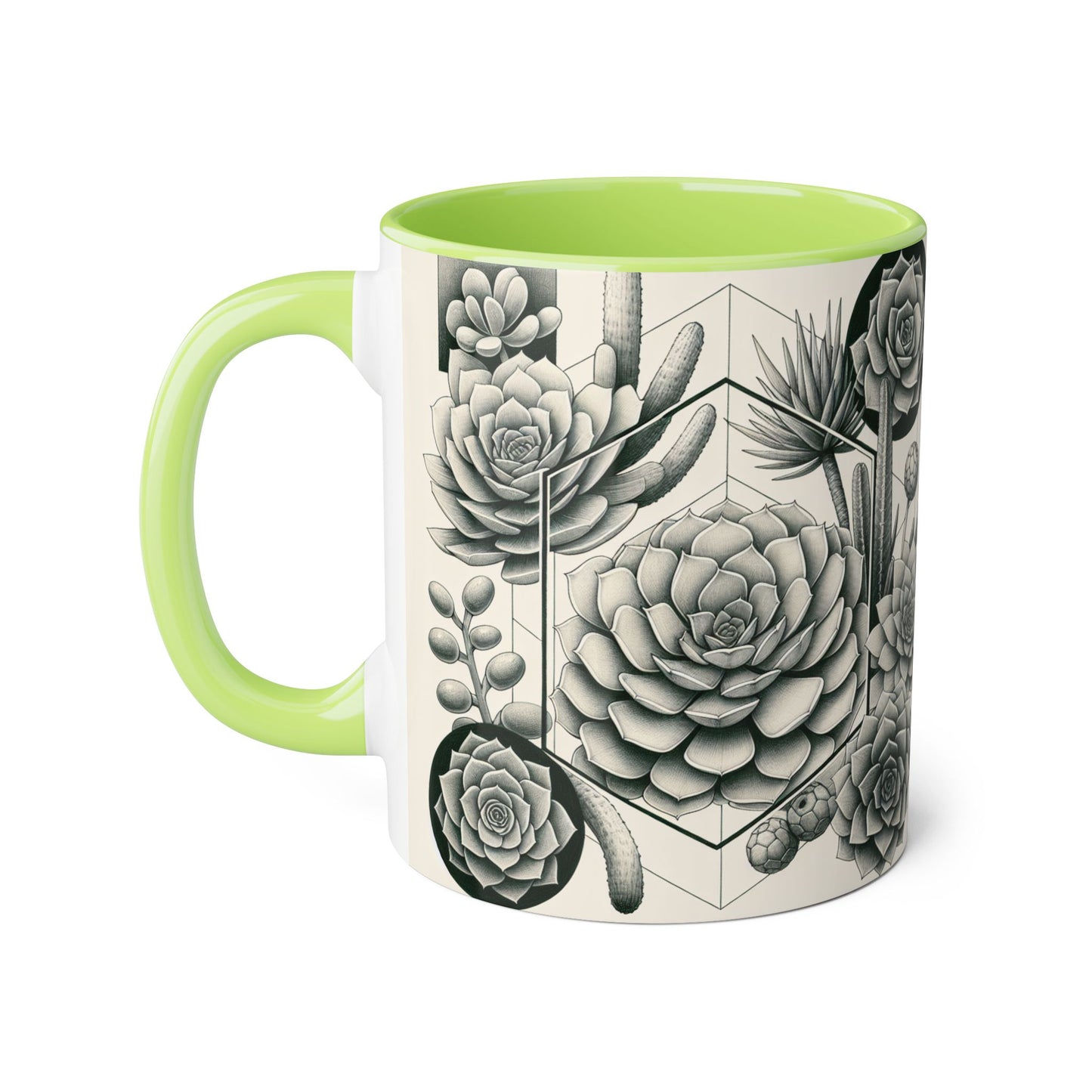 Succulent Illustration Accent Mug - 11oz - Perfect Gift for Plant Lovers