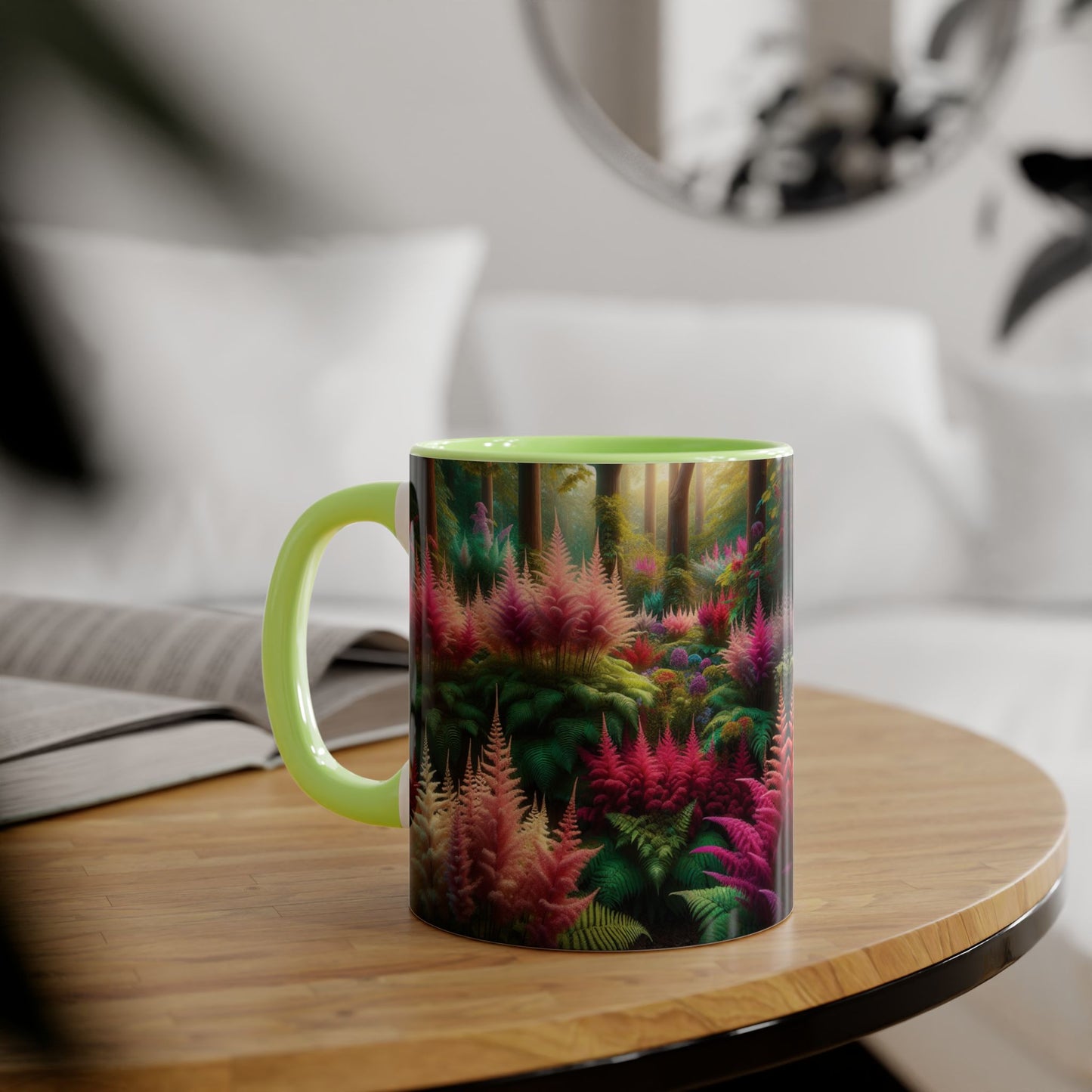 Astilbe Blooms Accent Mug, Floral Tea Cup, Coffee Mug, Gift for Gardeners, Botanical Kitchen Decor, Nature Lover Ceramic Mug, Plant Lady