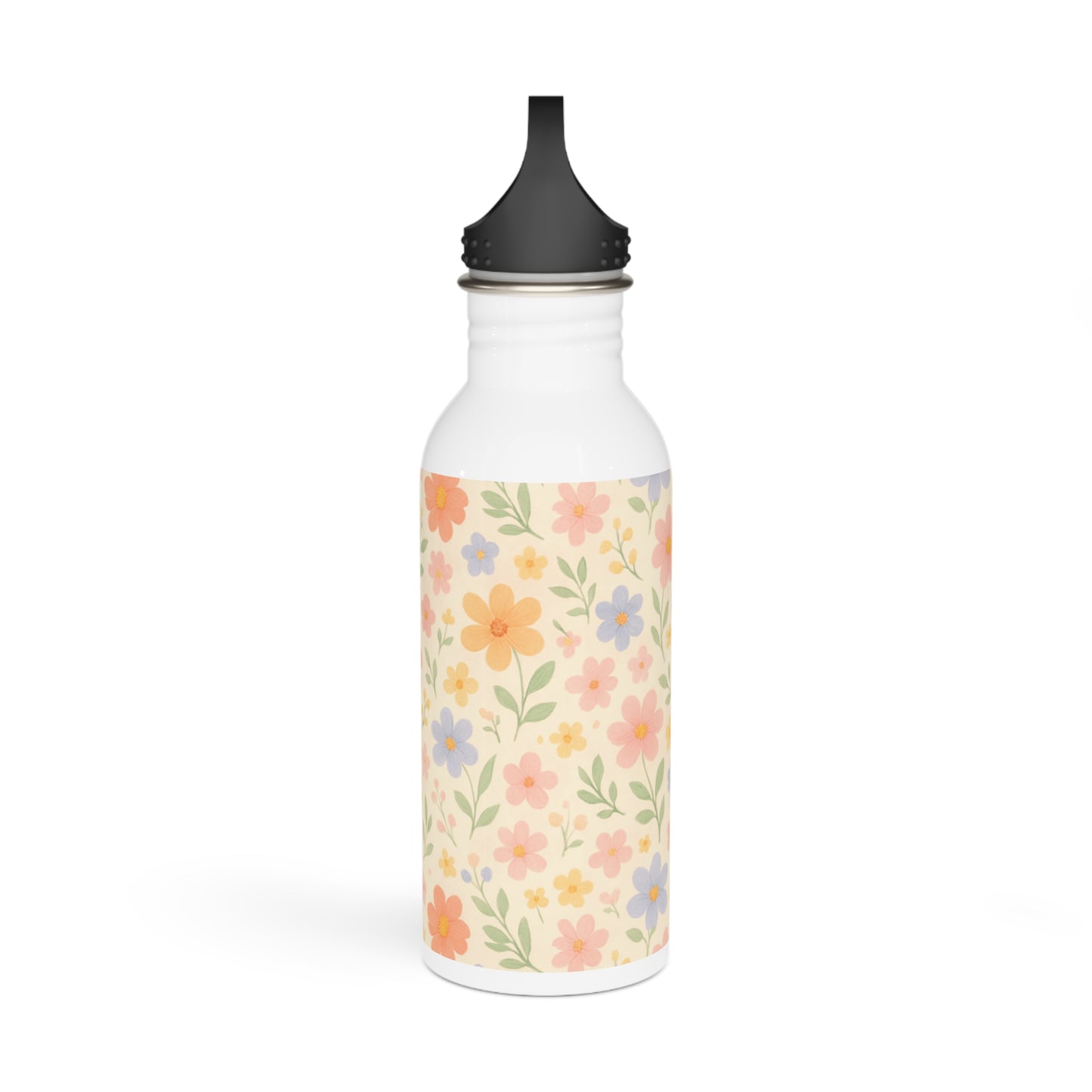 Stainless Steel Water Bottle - Dainty Floral Design, Flower Pattern Travel Flask, Cute Insulated Drinkware, Eco-Friendly Reusable Canteen,