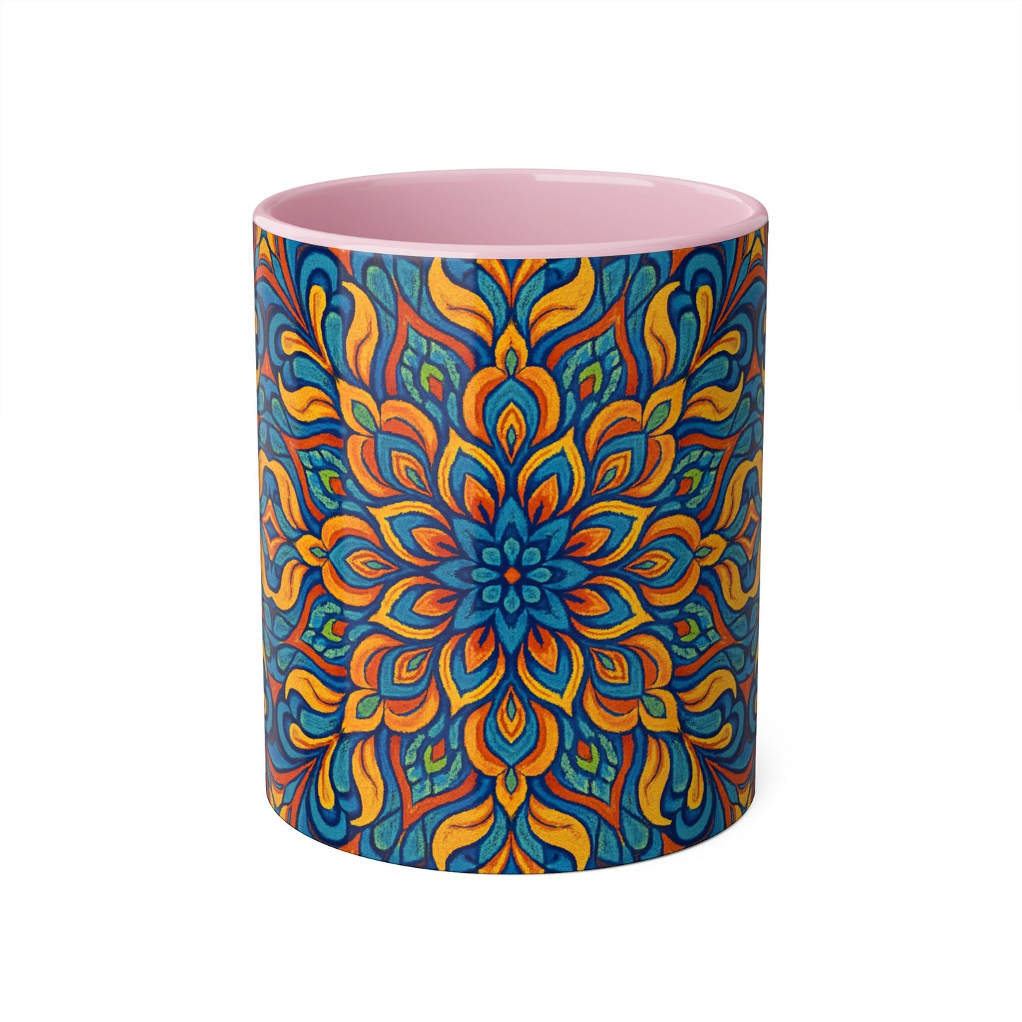 Kaleidoscope Accent Mug, Colorful Ceramic Coffee Cup, Unique Tea Mug, Boho Style Kitchen Decor, Psychedelic Drinkware, Hippie Gift Idea