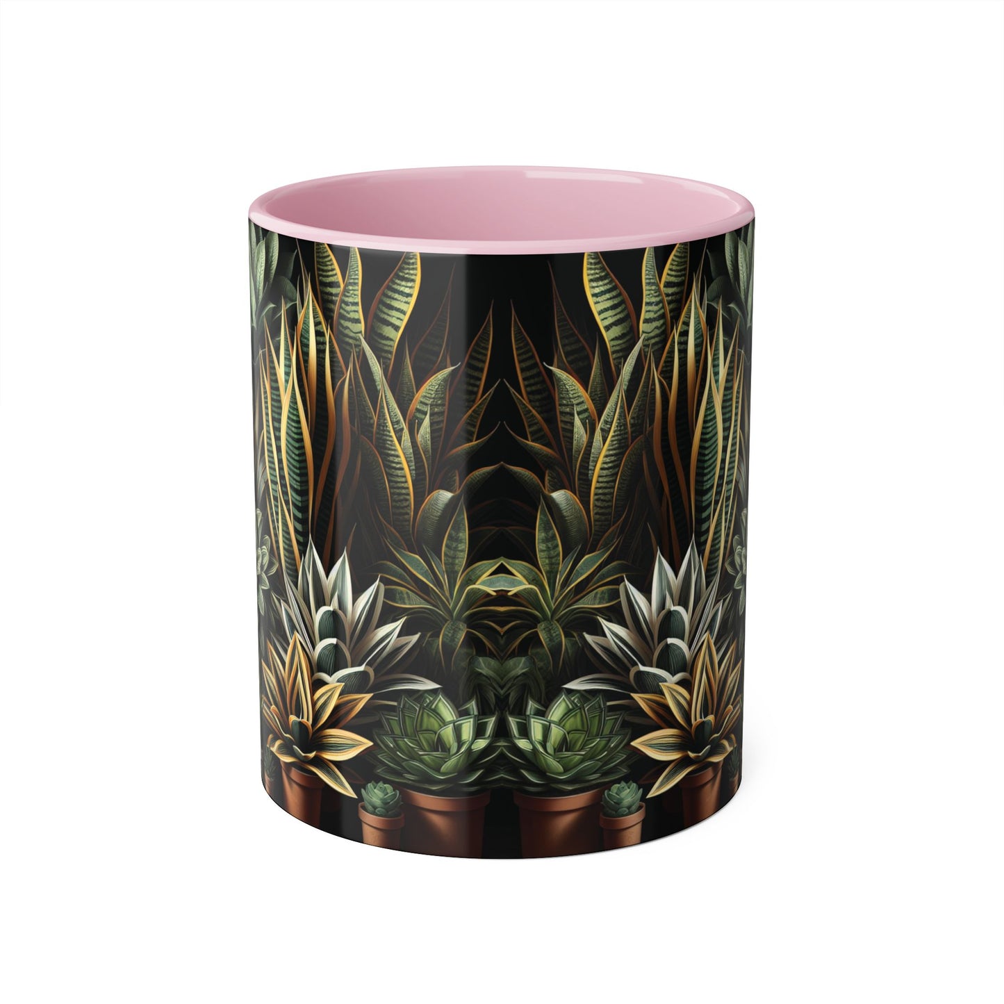 Snake Plant Family Accent Mug, 11oz - Ceramic Tea Cup, Botanical Coffee Mug, Indoor Garden Lover Gift, Green Thumb Kitchen Decor, Plant Lady