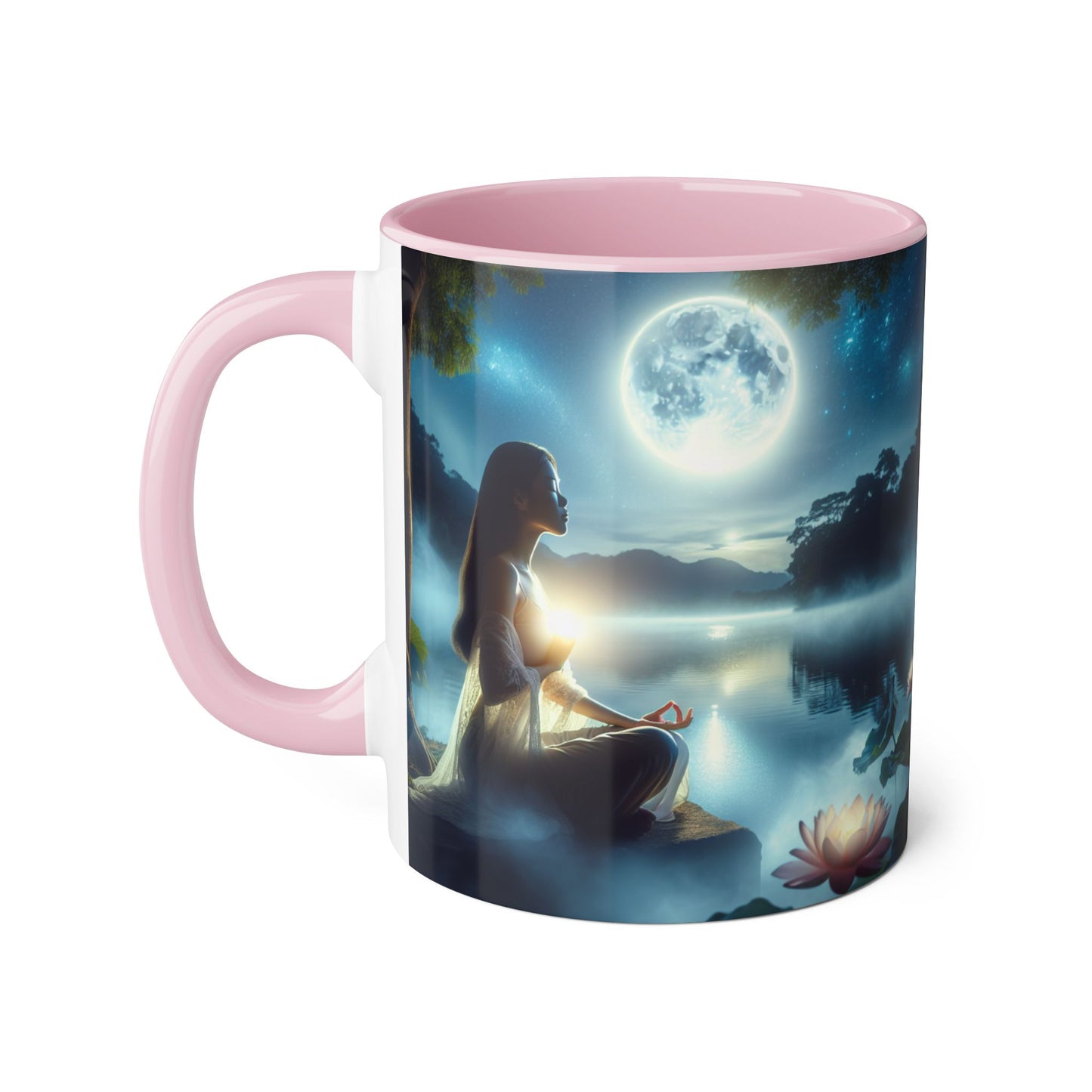 Moonlight Serenity Accent Mug, 11oz - Tranquil Ceramic Cup, Celestial Drinkware, Lunar Tea Mug, Night Sky Coffee Cup, Gift for Moon Lover