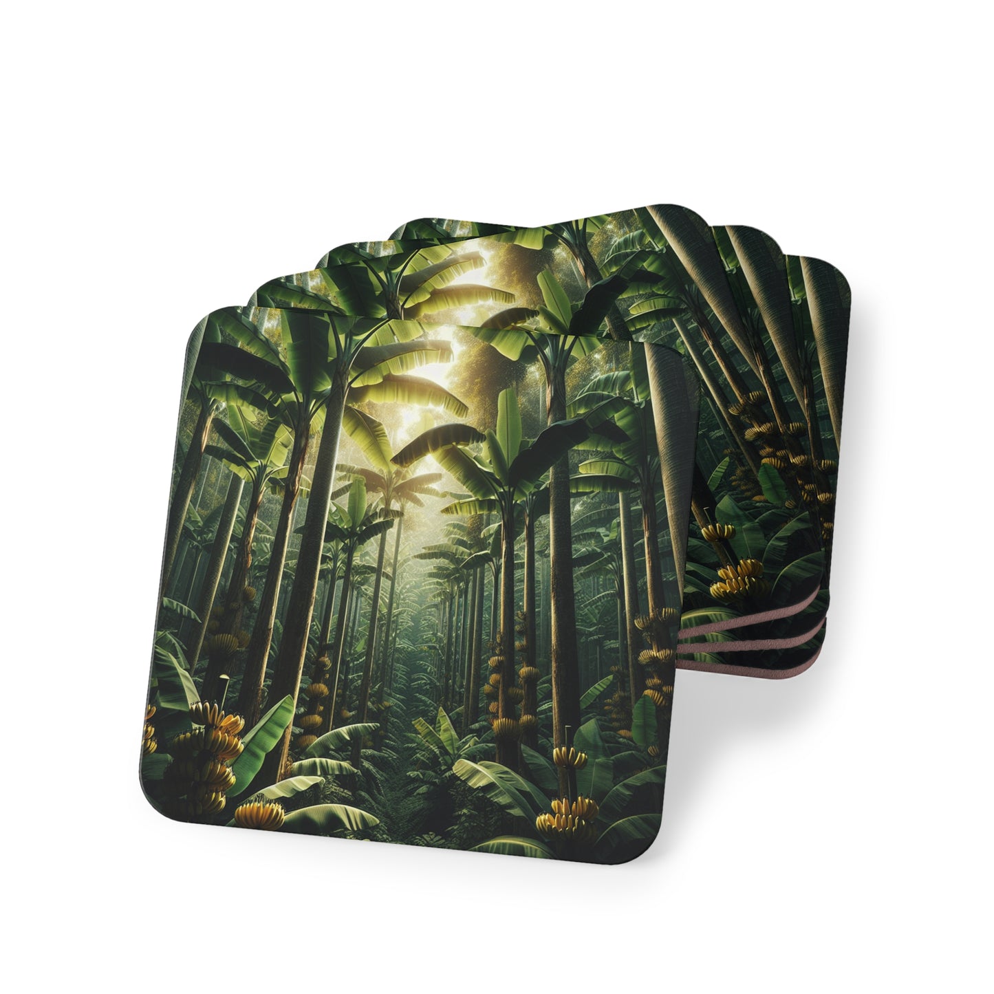 Banana Trees Coaster Set, Tropical Drink Coasters, Fruit Coaster Set, Summer Home Decor, Botanical Coasters