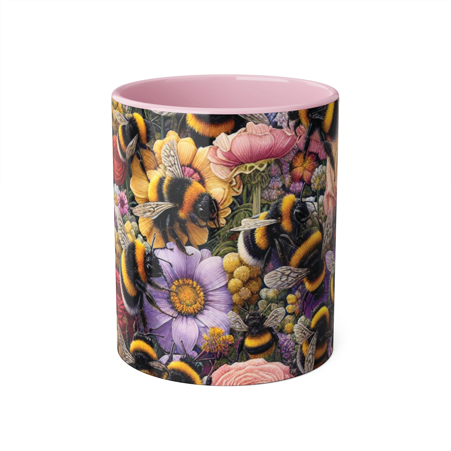 Bee-Inspired Floral Accent Mug | Nature Lover Gift, Botanical Coffee Mug, Bee Art Mug, Animal Lover Cup, Garden Mug