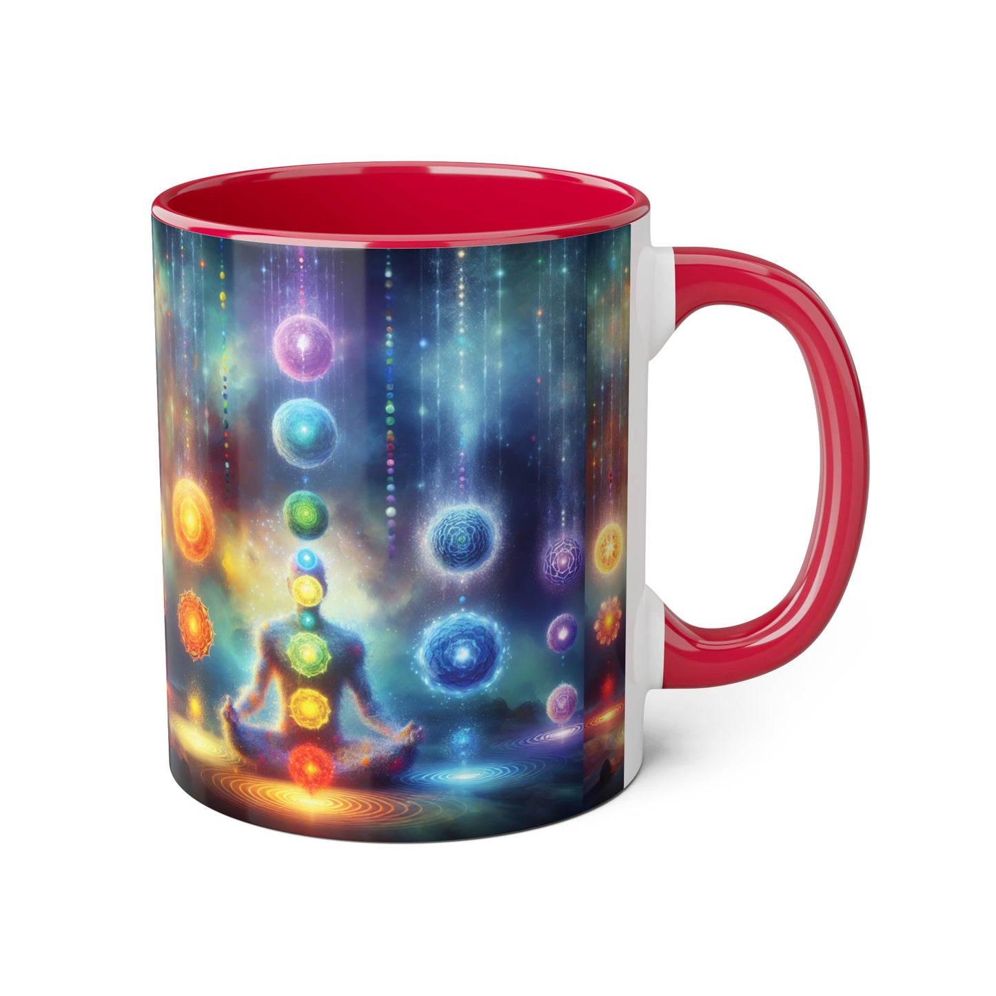 Chakra Magic Accent Mug, 11oz - Energy Healing Kitchen Cup, Reiki Crystal Meditation Tea Coffee Drinkware, Spiritual Ceramic Gift, Yoga