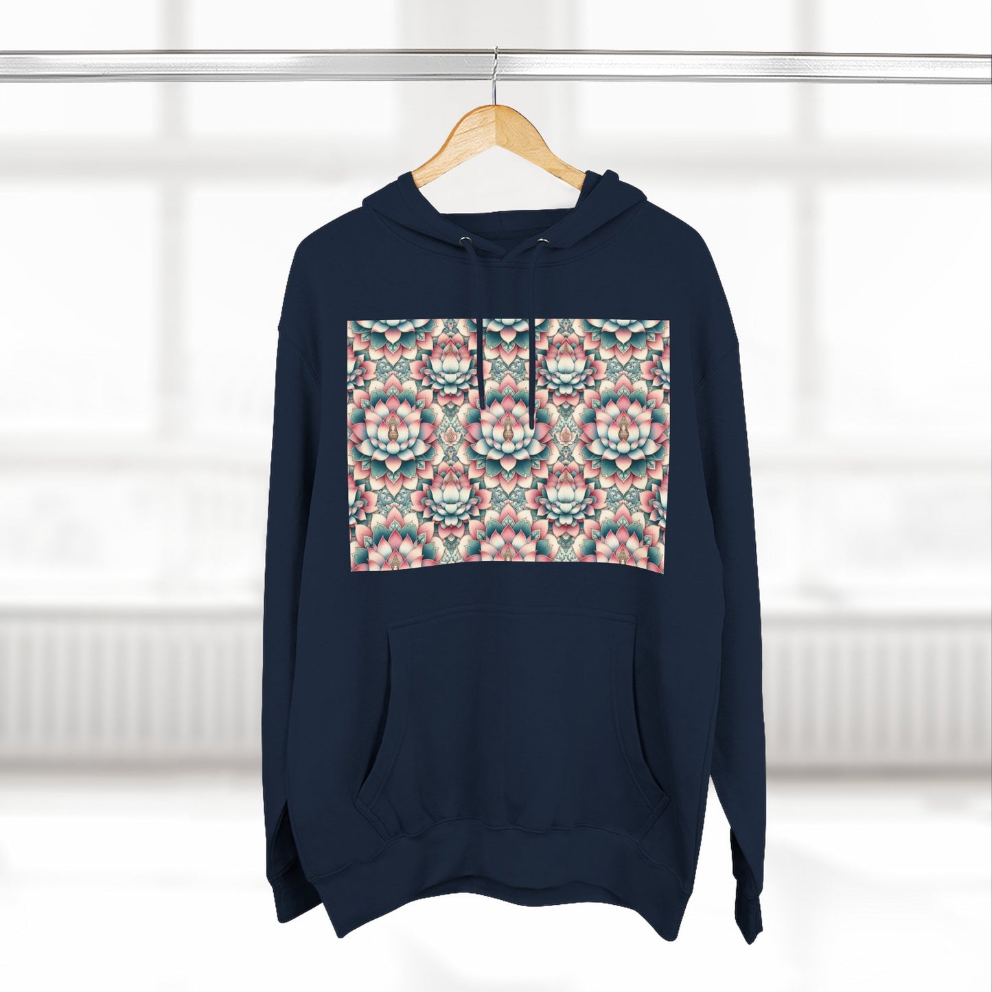 Fleece Hoodie with Lotus Flower Design