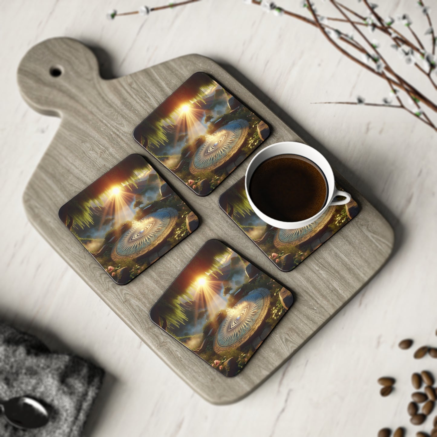 Serene View Coasters, Drink Coasters, Home Decor,  Table Coasters, Housewarming Gift, Square Coasters