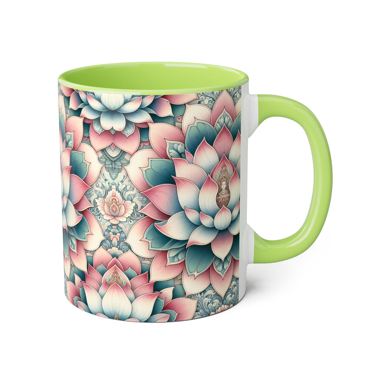 Lotus Flower Accent Mug, Floral Coffee Cup, Zen Tea Mug, Botanical Drinkware, Meditation Gift, Ceramic Lotus Blossom Mug