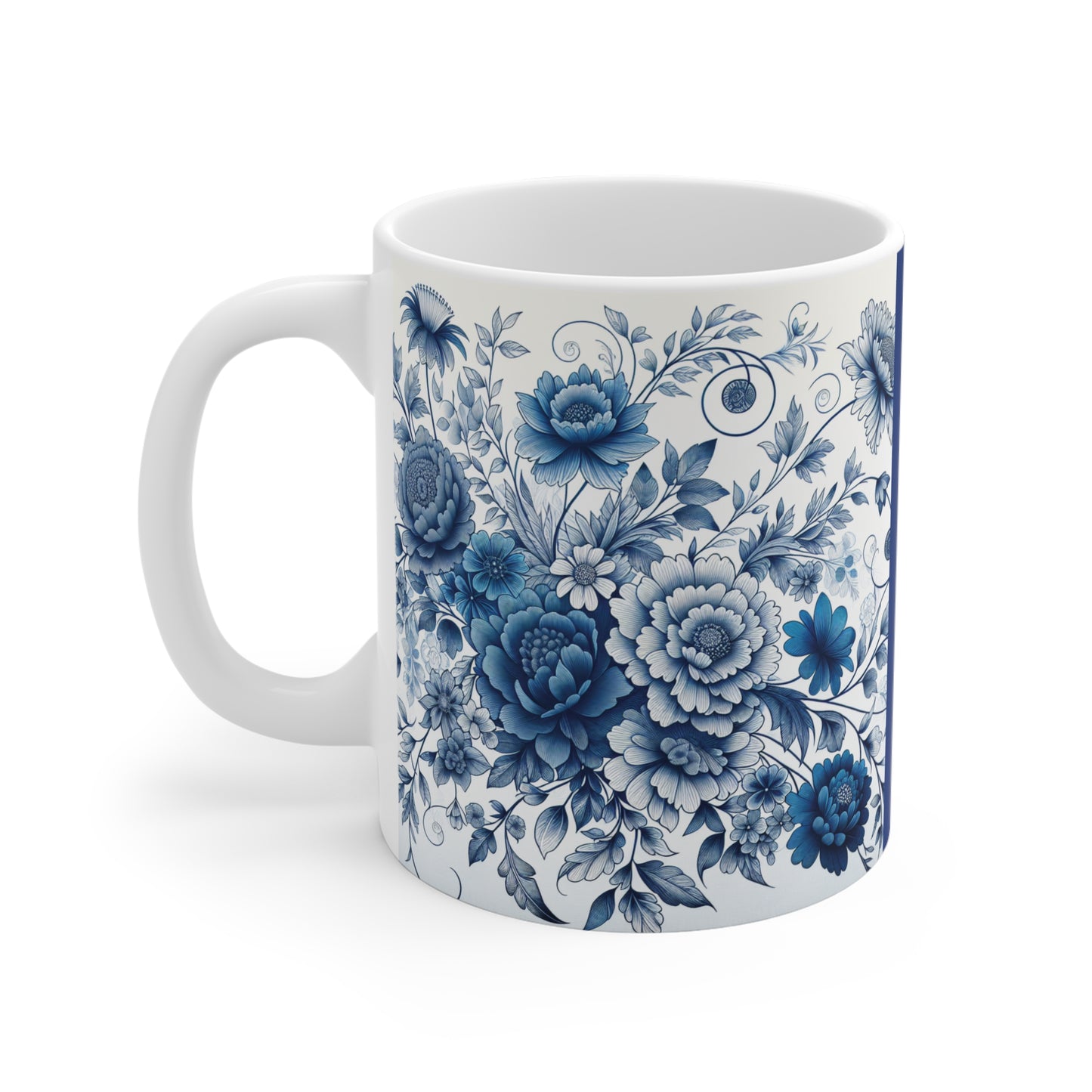 Elegant Floral Ceramic Mugs - Blue Blossom Design, Gift for Tea Lovers, Home Decor, Coffee Mug, Ceramic Drinkware