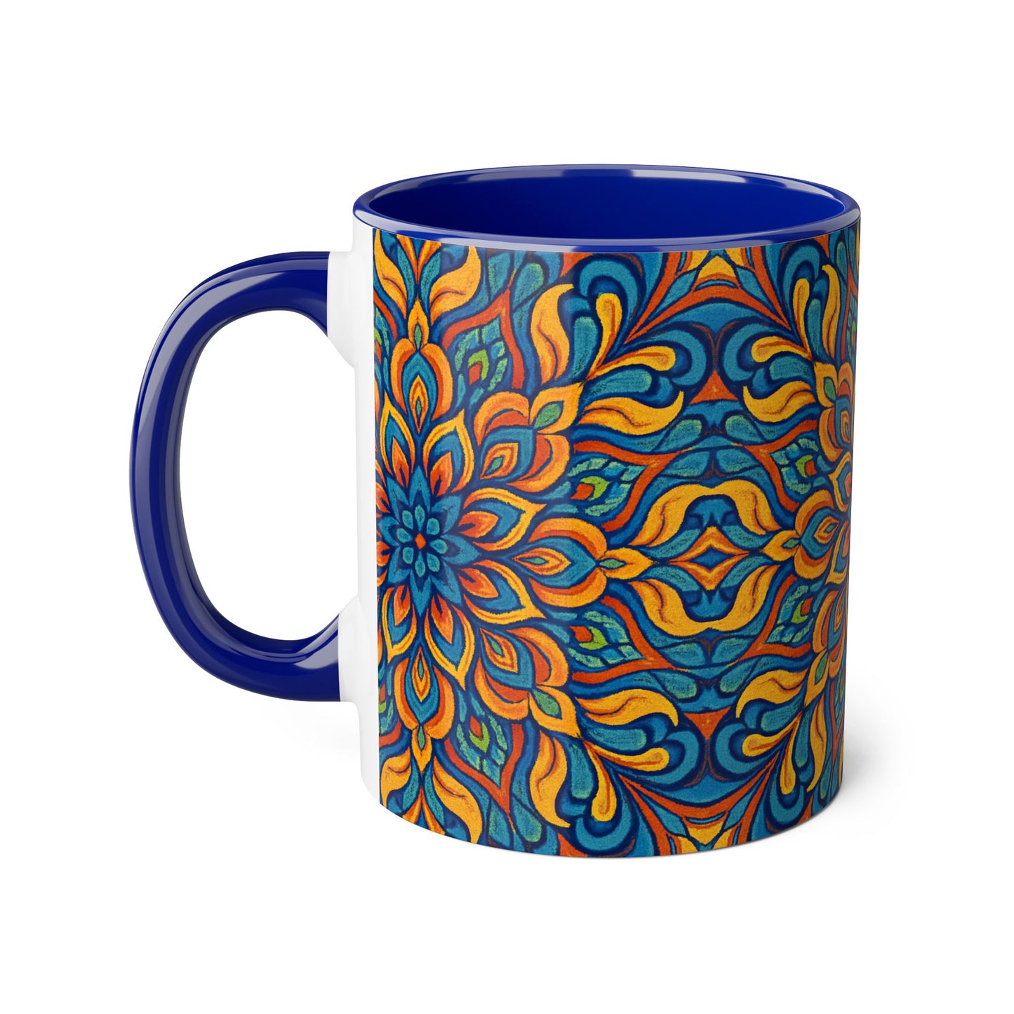 Kaleidoscope Accent Mug, Colorful Ceramic Coffee Cup, Unique Tea Mug, Boho Style Kitchen Decor, Psychedelic Drinkware, Hippie Gift Idea
