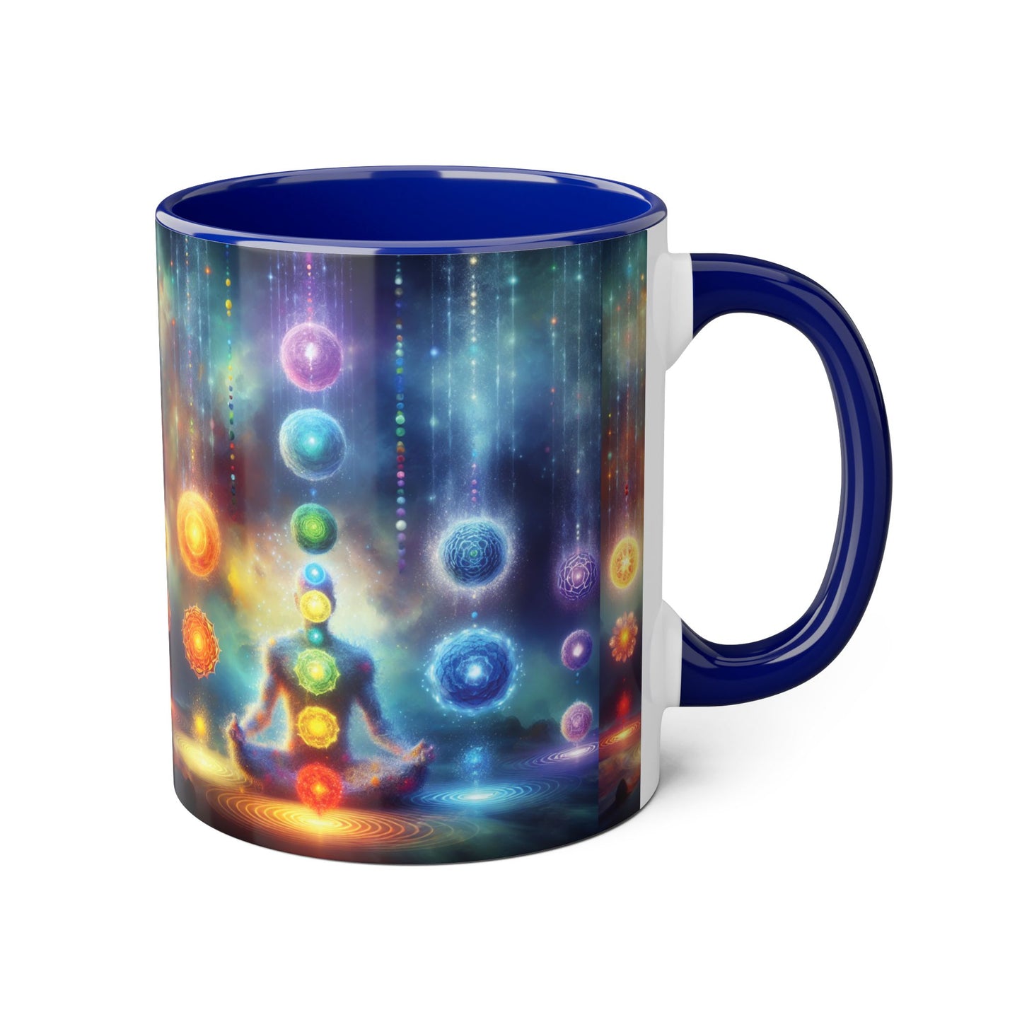 Chakra Magic Accent Mug, 11oz - Energy Healing Kitchen Cup, Reiki Crystal Meditation Tea Coffee Drinkware, Spiritual Ceramic Gift, Yoga