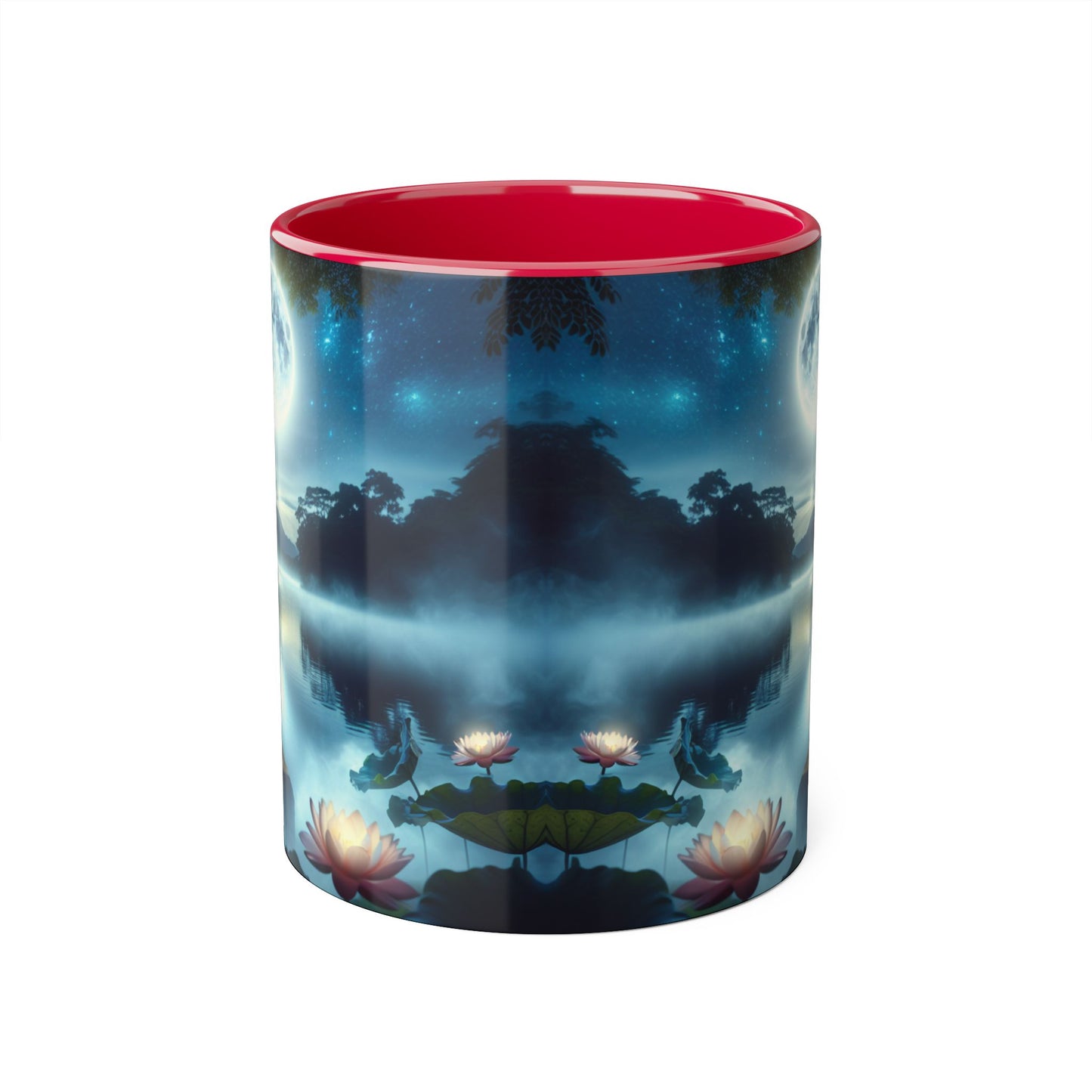 Moonlight Serenity Accent Mug, 11oz - Tranquil Ceramic Cup, Celestial Drinkware, Lunar Tea Mug, Night Sky Coffee Cup, Gift for Moon Lover