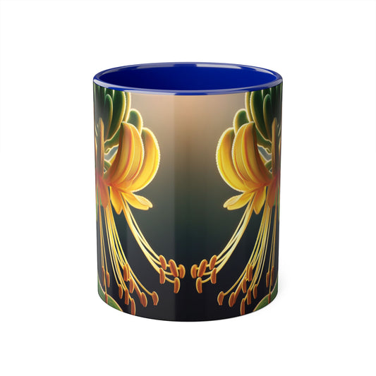 Honeysuckle Accent Mug, Floral Coffee Cup for Garden Lovers, Botanical Tea Mug Decor, Gift for Nature Enthusiasts, Mother's Day Present,