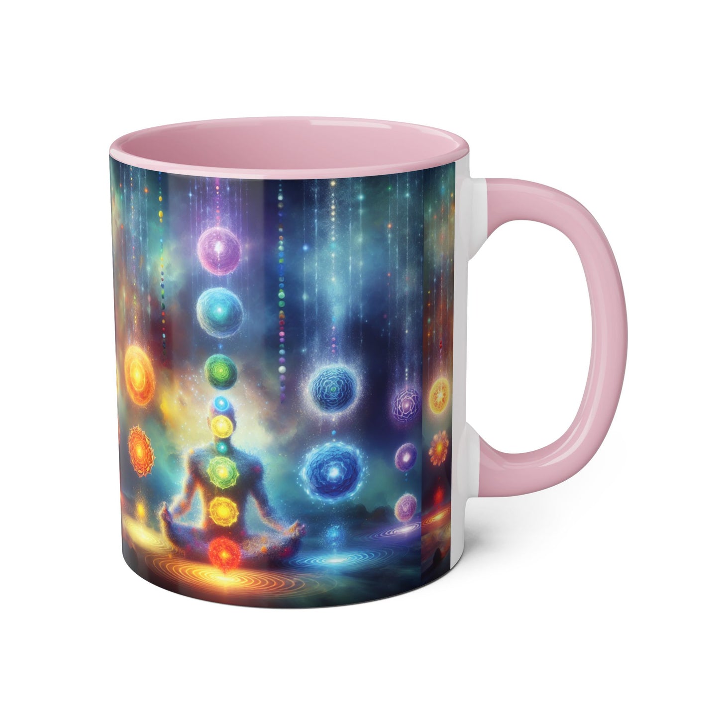 Chakra Magic Accent Mug, 11oz - Energy Healing Kitchen Cup, Reiki Crystal Meditation Tea Coffee Drinkware, Spiritual Ceramic Gift, Yoga
