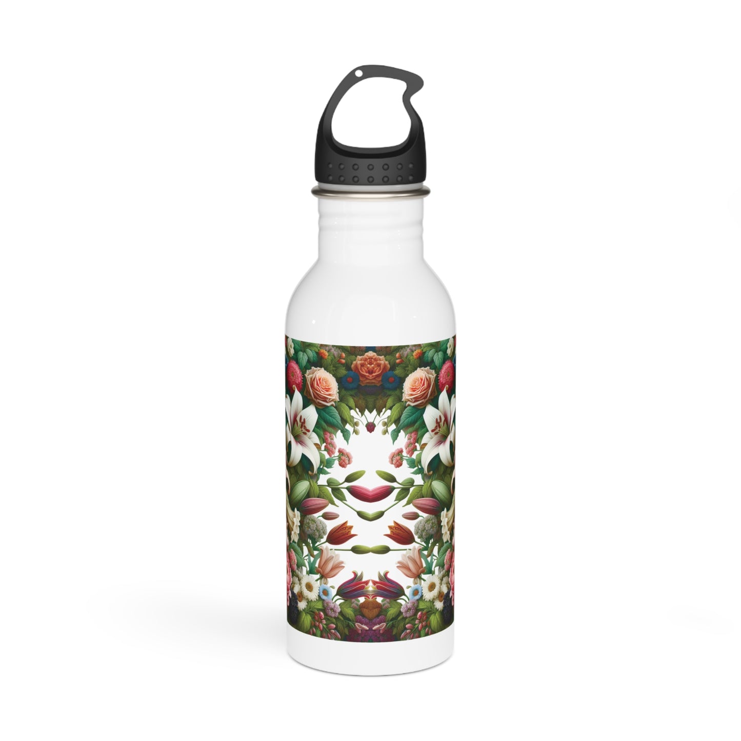 Floral Design Stainless Steel Water Bottle, Sports Bottle, Gift for Her, Travel Mug, Floral Hydration Bottle, Summer Accessory