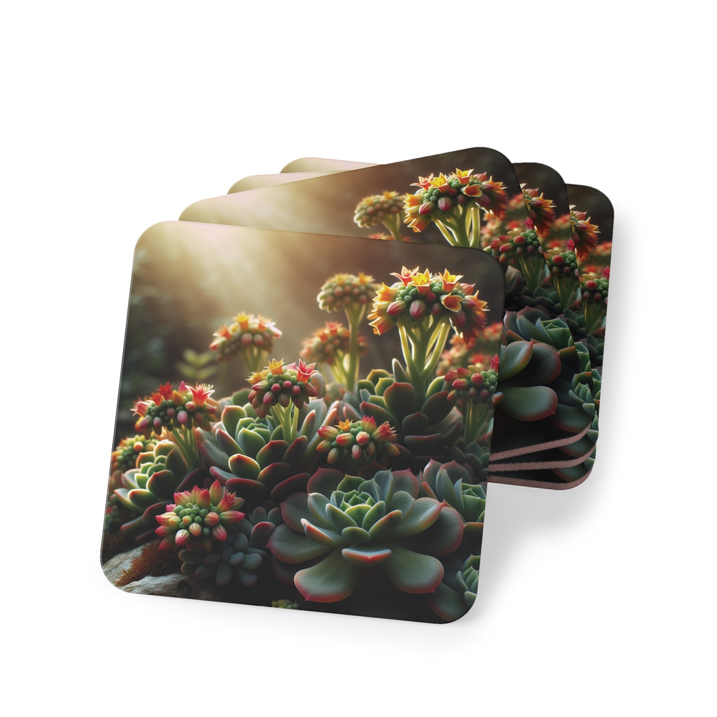 Flowering Succulent Coasters, Desert Plant Drink Coasters, Cactus Coaster, Botanical Home Decor, Table Protection Mats, Housewarming