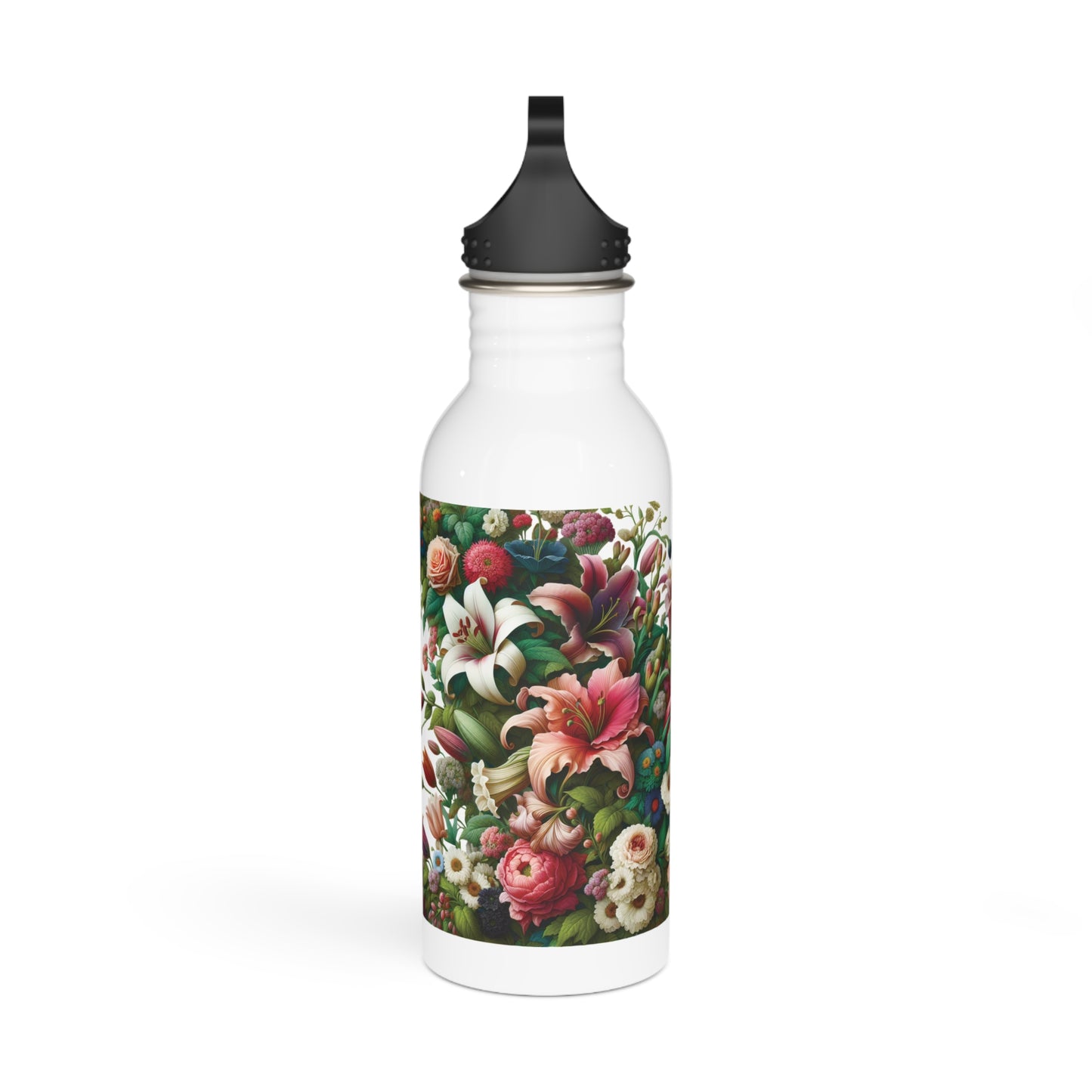 Floral Design Stainless Steel Water Bottle, Sports Bottle, Gift for Her, Travel Mug, Floral Hydration Bottle, Summer Accessory