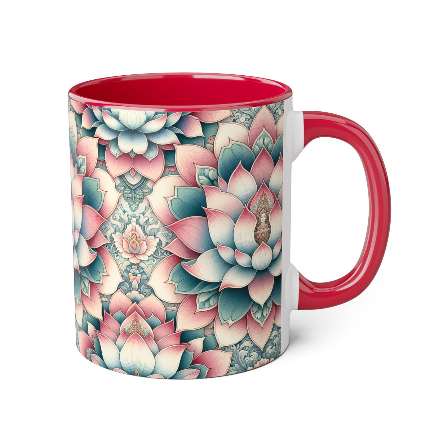Lotus Flower Accent Mug, Floral Coffee Cup, Zen Tea Mug, Botanical Drinkware, Meditation Gift, Ceramic Lotus Blossom Mug