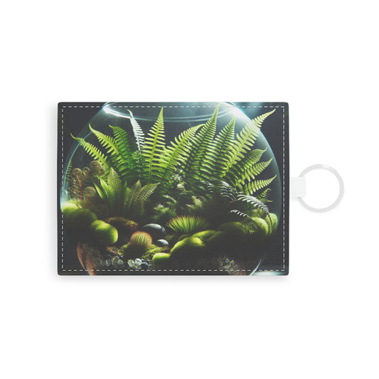 Leather Card Holder: Fern Terrarium Design, Botanical Wallet, Plant Lover Gift, Nature Inspired Organizer, Greenery Business Card Case,