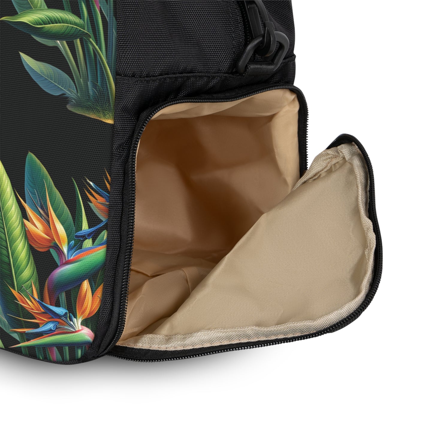 Fitness Handbag - Tropical Bird of Paradise Black Design