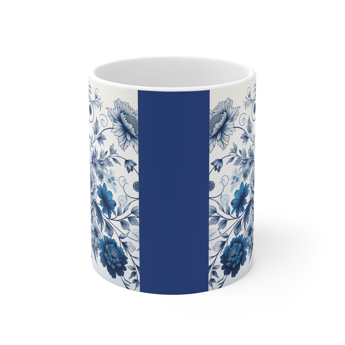 Elegant Floral Ceramic Mugs - Blue Blossom Design, Gift for Tea Lovers, Home Decor, Coffee Mug, Ceramic Drinkware