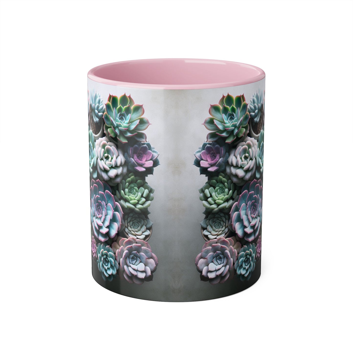 Succulent Garden Accent Mug, 11oz Succulent Coffee Mug, Floral Drinkware, Plant Lover Gift, Unique Home Decor