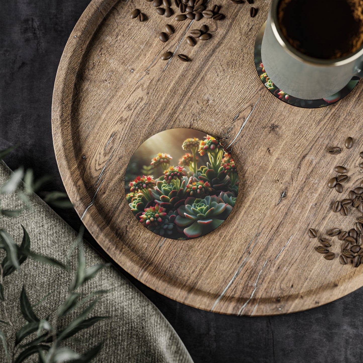 Flowering Succulent Coasters, Desert Plant Drink Coasters, Cactus Coaster, Botanical Home Decor, Table Protection Mats, Housewarming