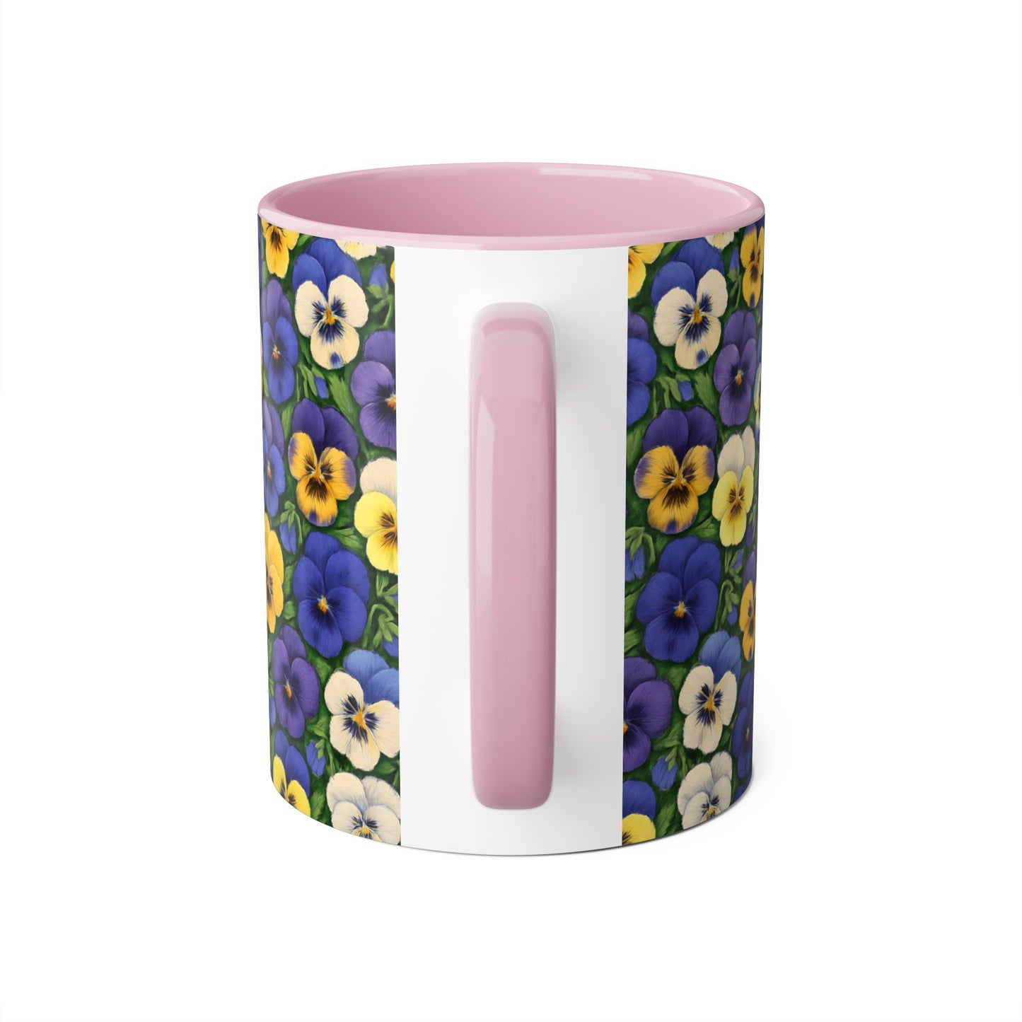 Pansy Pattern Accent Mug, Floral Coffee Cup, Tea Mug, Flower Design, Gardener Gift, Spring Decor, Mother's Day Present