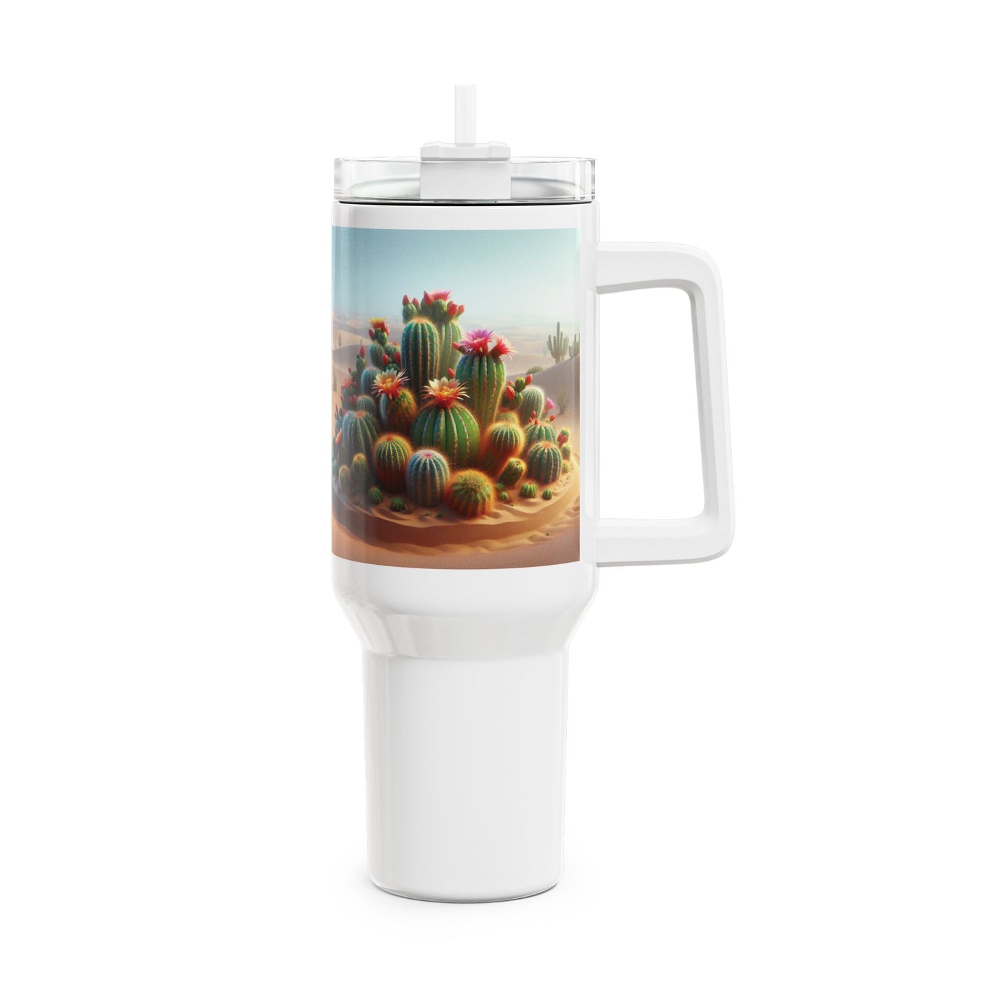 Cactus Tumbler, Desert Succulent Cup, Southwest Botanical Travel Mug, Boho 40oz Thermos, Plant Lover Gift, Nature Lover, Gardening