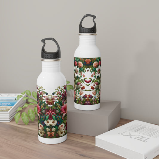 Floral Design Stainless Steel Water Bottle, Sports Bottle, Gift for Her, Travel Mug, Floral Hydration Bottle, Summer Accessory