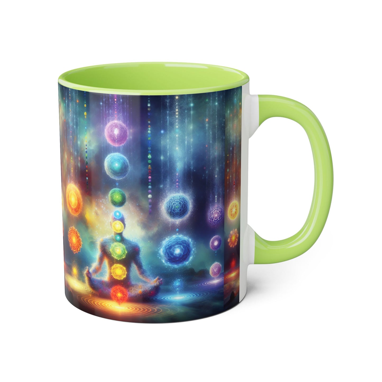 Chakra Magic Accent Mug, 11oz - Energy Healing Kitchen Cup, Reiki Crystal Meditation Tea Coffee Drinkware, Spiritual Ceramic Gift, Yoga