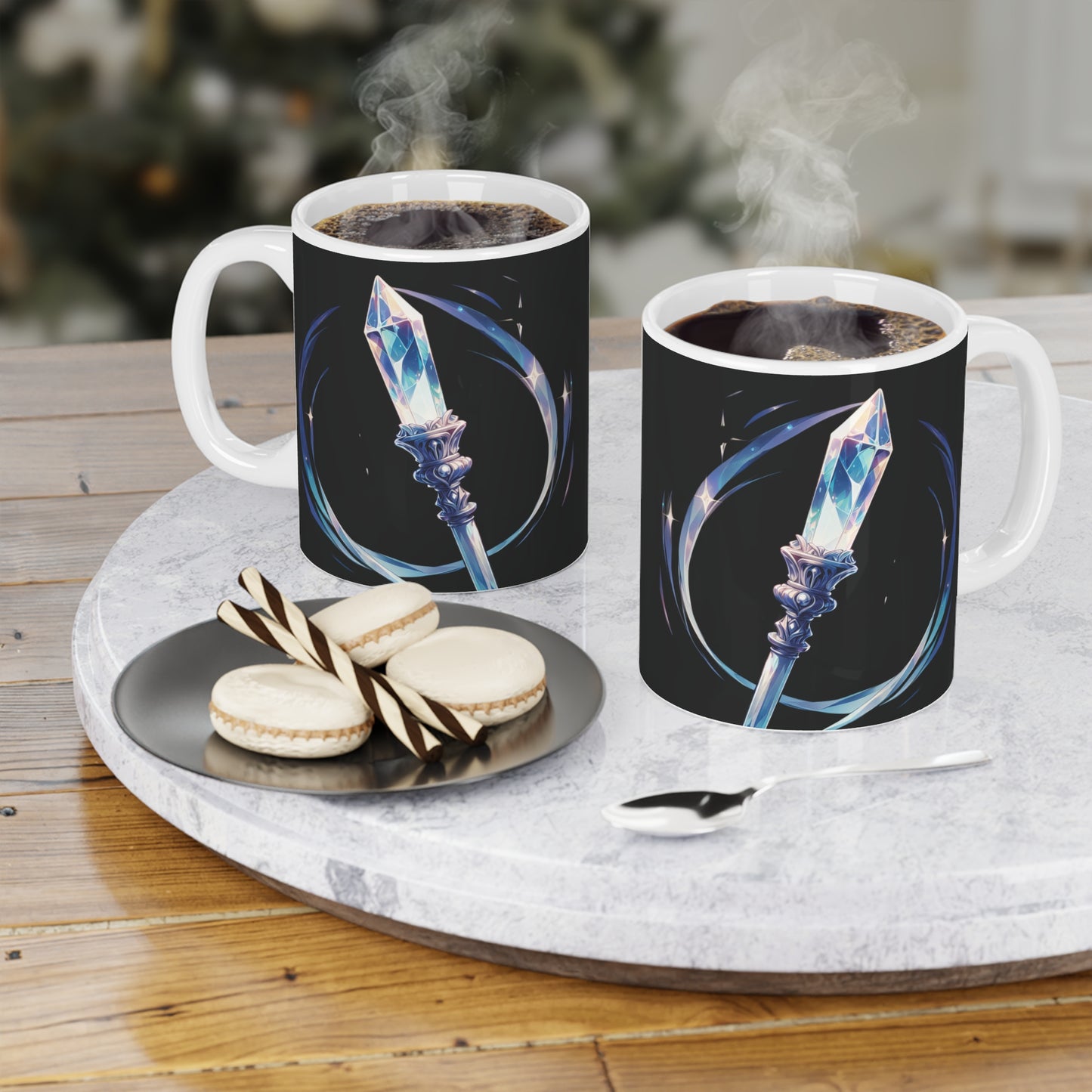 Crystal Wand Ceramic Mug - 11oz, Unique Gift for Spiritualists, Manifestation Enthusiasts, Inspirational Coffee Cup