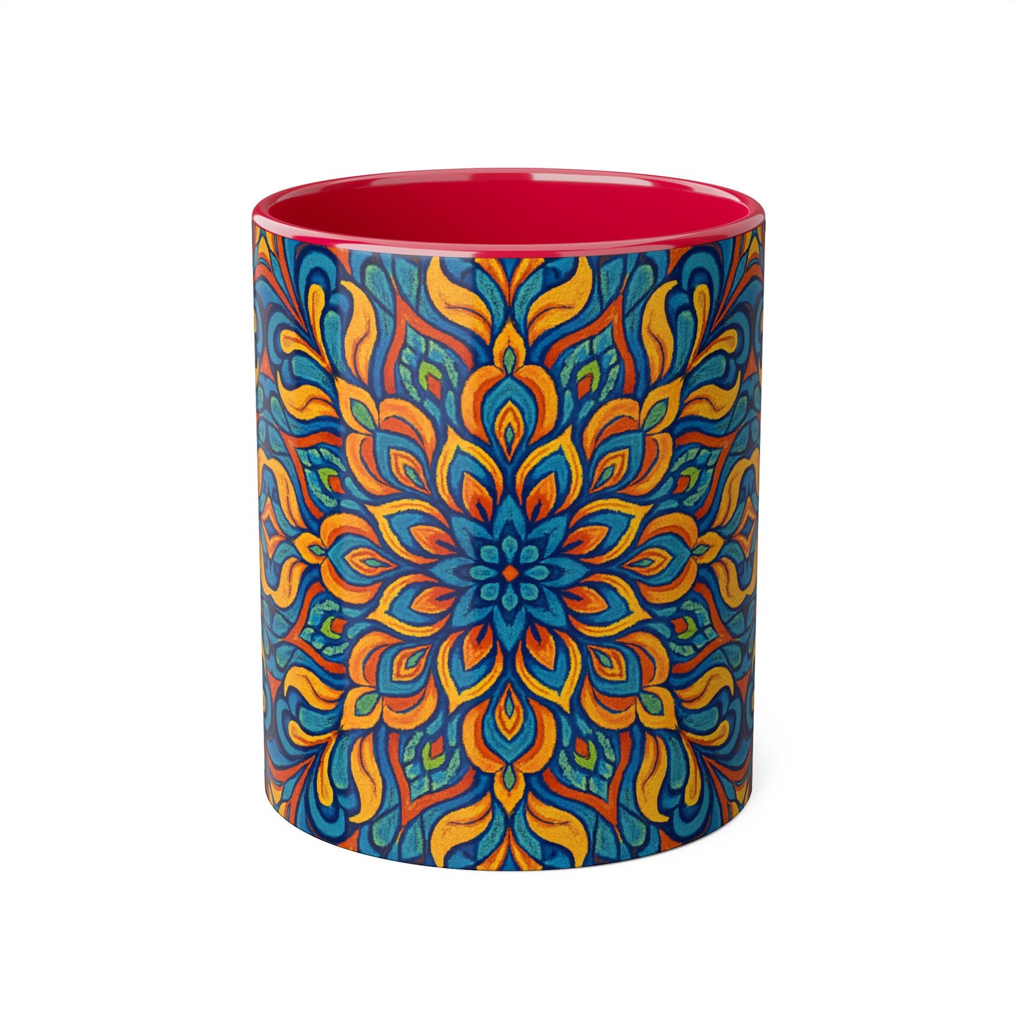 Kaleidoscope Accent Mug, Colorful Ceramic Coffee Cup, Unique Tea Mug, Boho Style Kitchen Decor, Psychedelic Drinkware, Hippie Gift Idea