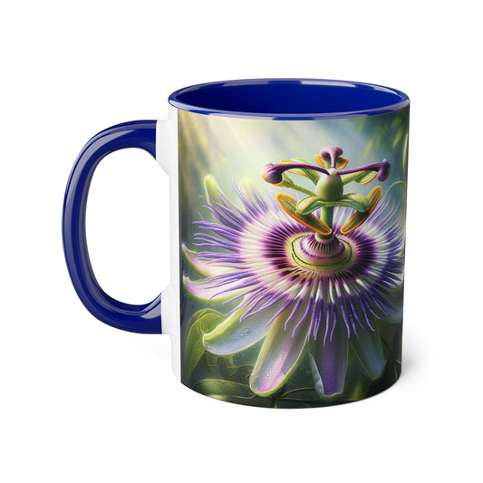 Passionflower Accent Mug, Floral Coffee Cup, Botanical Tea Mug, Nature Lover Gift, Mother's Day Gift, Gardening Mug