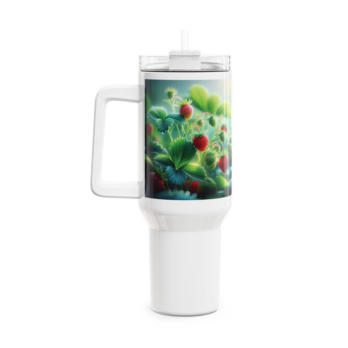 40oz Tumbler - Strawberry Plants Design