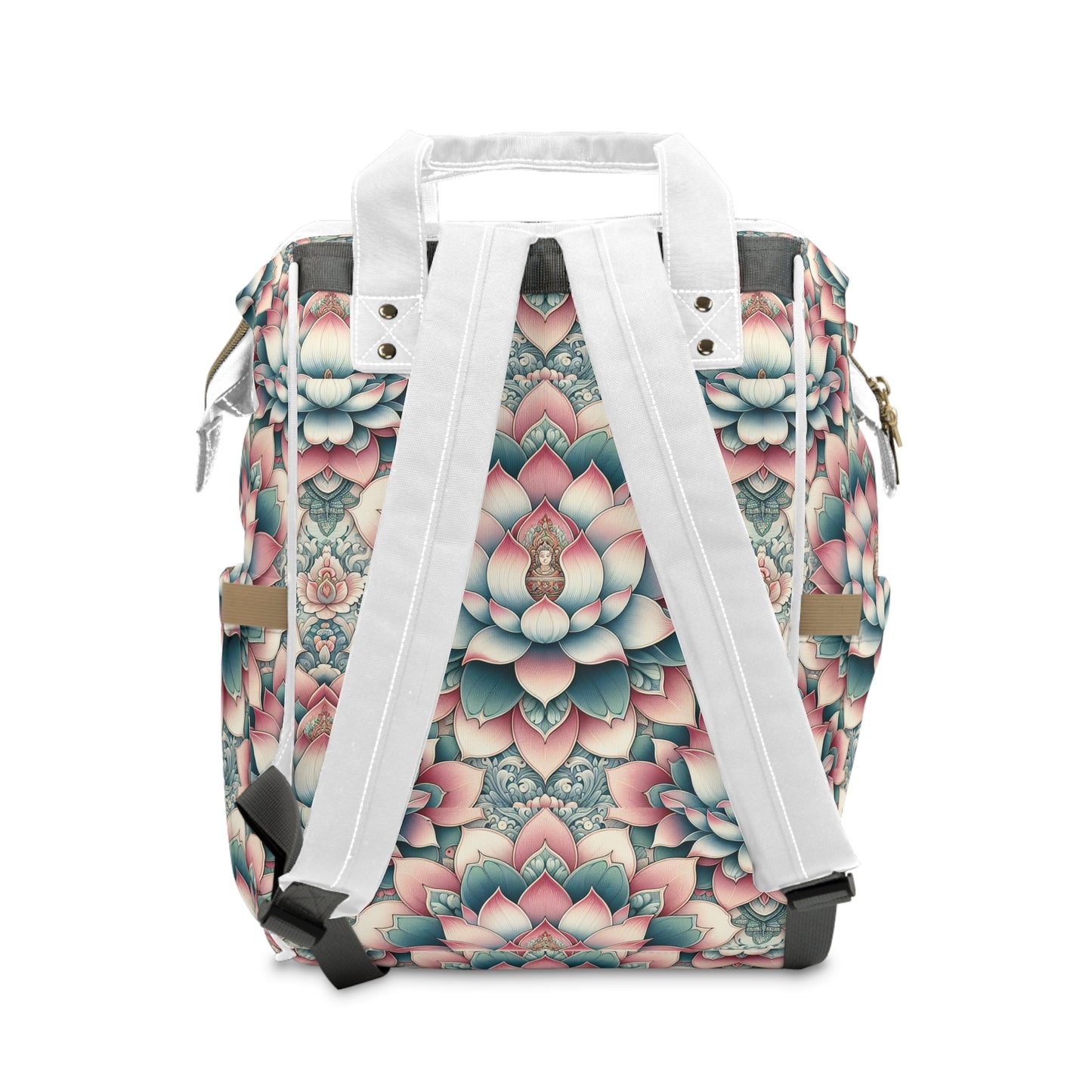 Diaper Backpack with Lotus Flower Design, Floral Baby Bag, Nursery Organizer, Mommy Bag, Baby Shower Gift, Diaper Bag Backpack