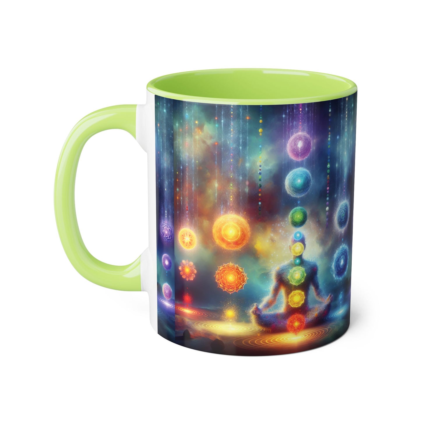 Chakra Magic Accent Mug, 11oz - Energy Healing Kitchen Cup, Reiki Crystal Meditation Tea Coffee Drinkware, Spiritual Ceramic Gift, Yoga