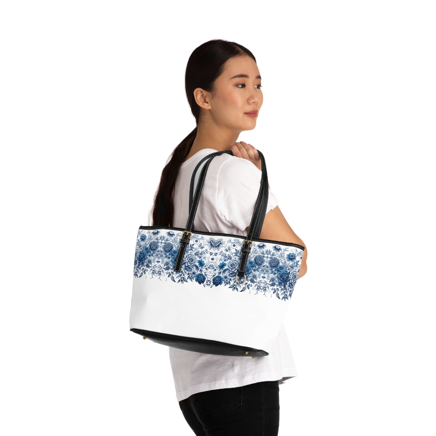 Shoulder Bag - Blue Floral Pattern