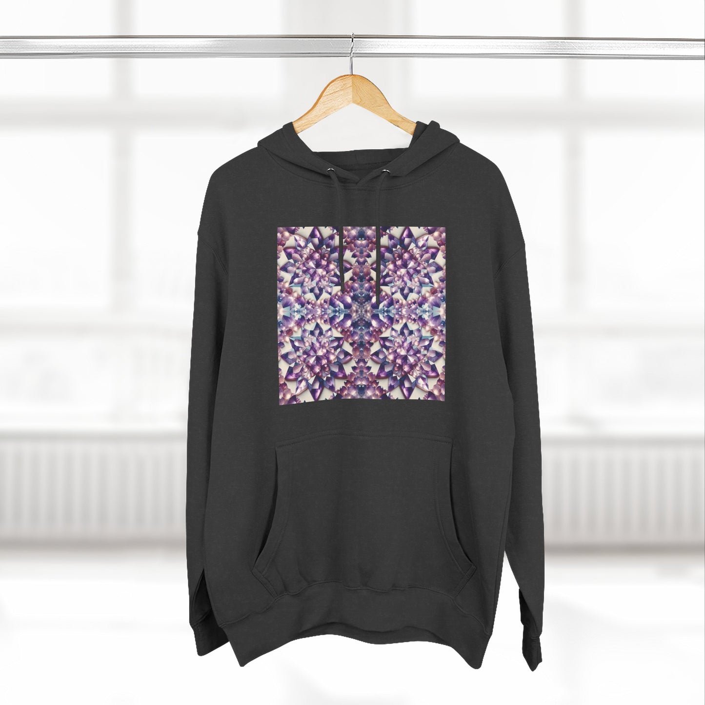 Fleece Hoodie - Amethyst Crystal Floral Design