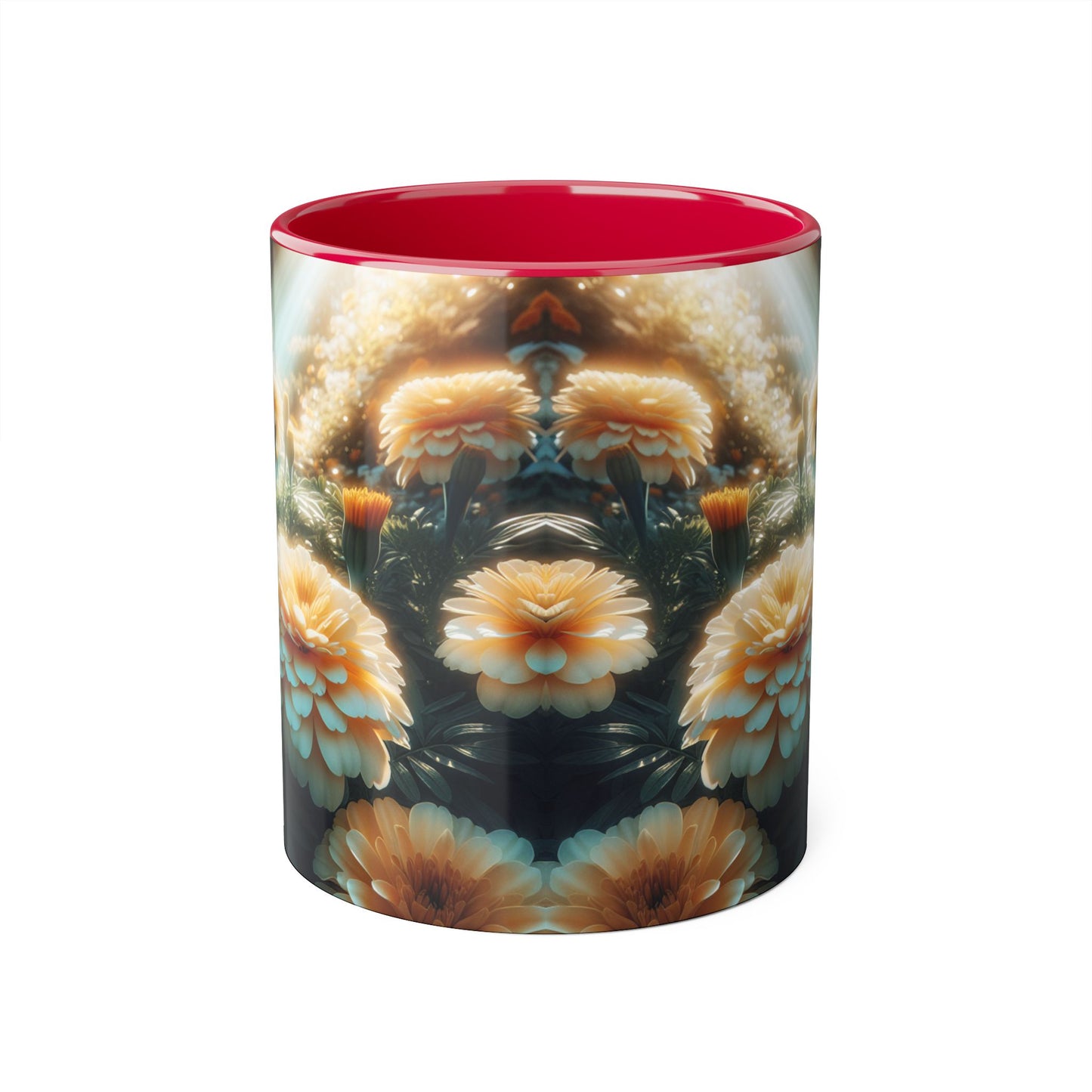 Vanilla Marigolds Accent Mug, 11oz - Floral Coffee Cup, Tea Mug, Flower Lover Gift, Botanical Decor, Kitchen Drinkware