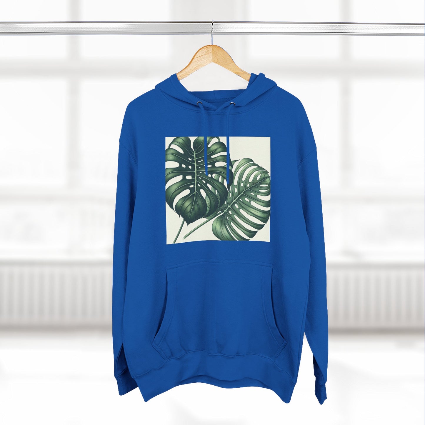 Tropical Fleece Hoodie - Monstera Leaf Design
