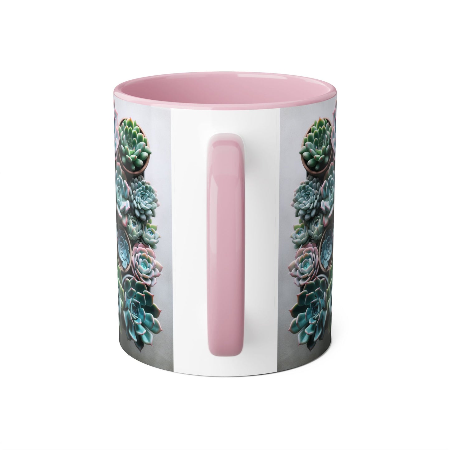 Succulent Garden Accent Mug, 11oz Succulent Coffee Mug, Floral Drinkware, Plant Lover Gift, Unique Home Decor