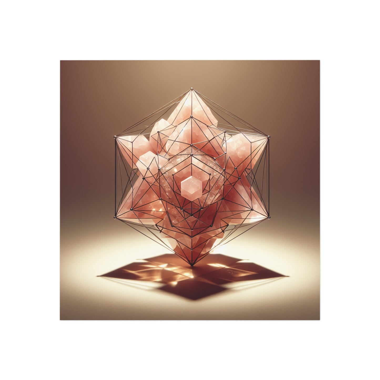 Square Magnet - Geometric Rose Quartz Design