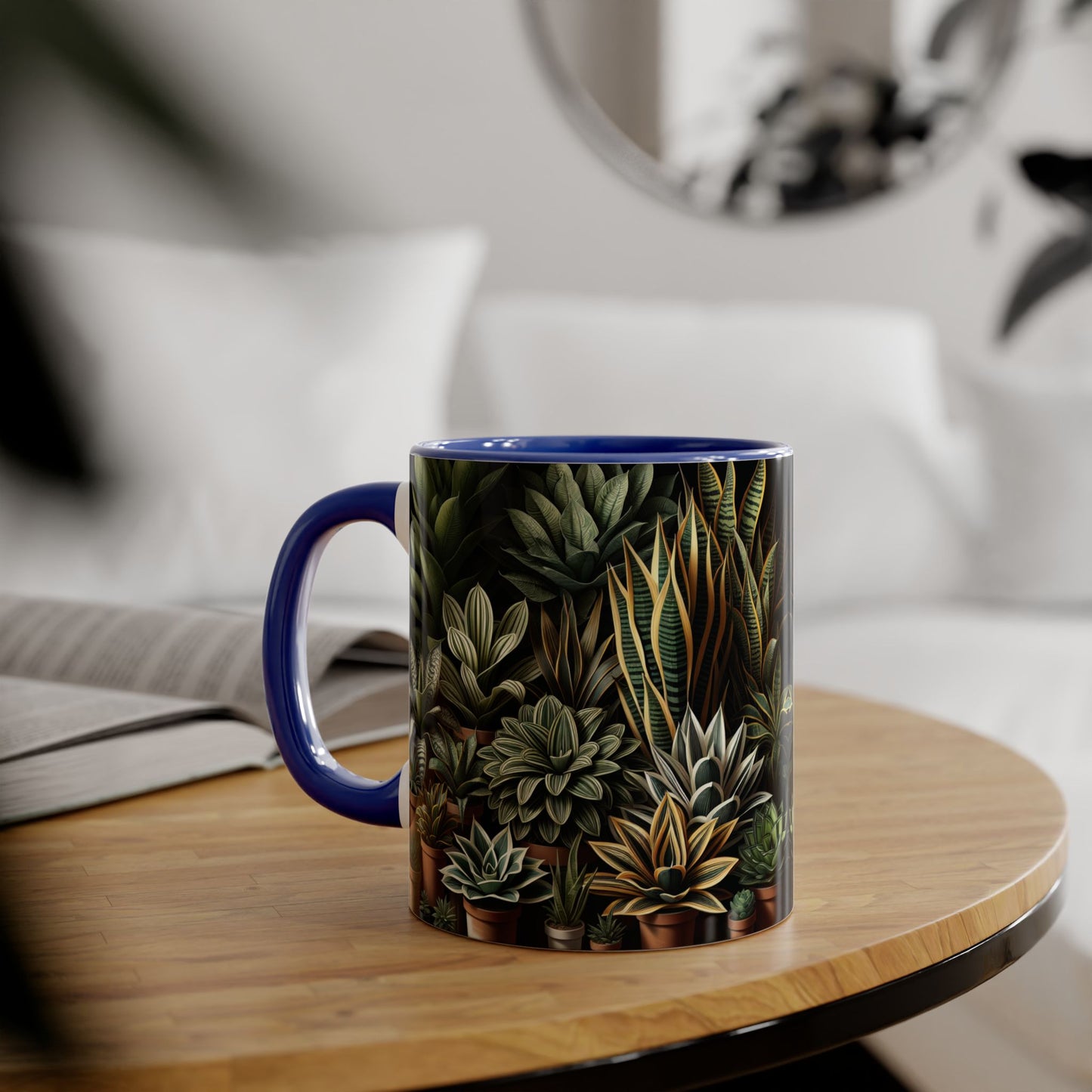 Snake Plant Family Accent Mug, 11oz - Ceramic Tea Cup, Botanical Coffee Mug, Indoor Garden Lover Gift, Green Thumb Kitchen Decor, Plant Lady