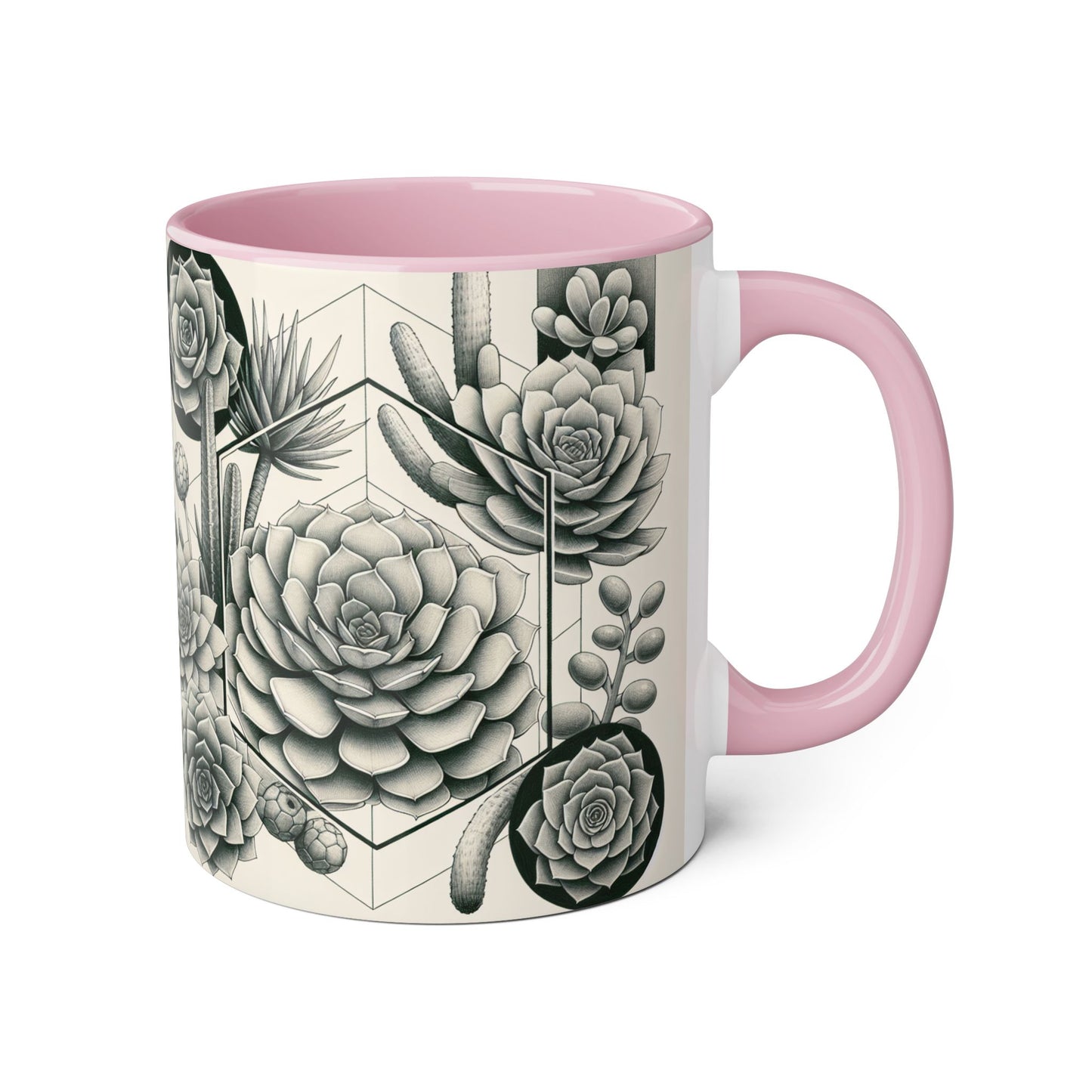 Succulent Illustration Accent Mug - 11oz - Perfect Gift for Plant Lovers