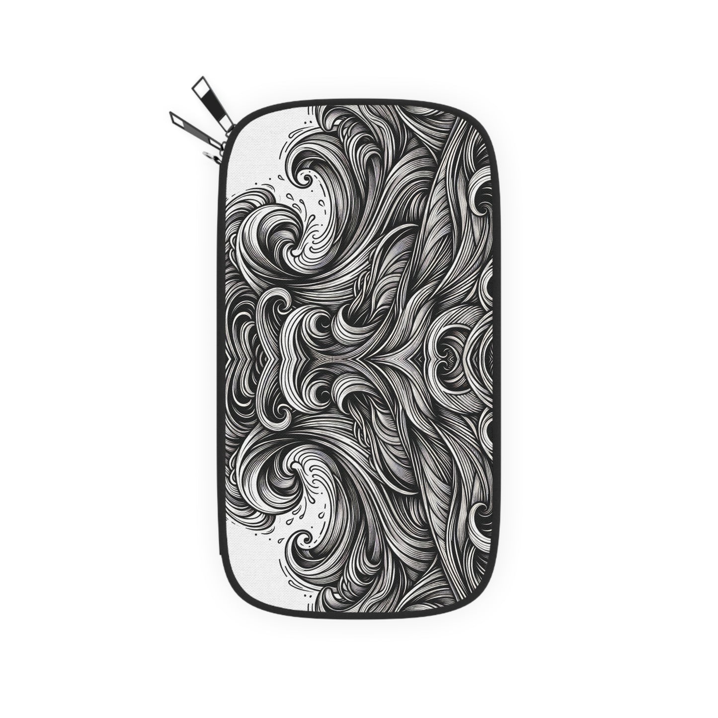 Passport Wallet - Monochrome Energy Wave Travel Organizer
