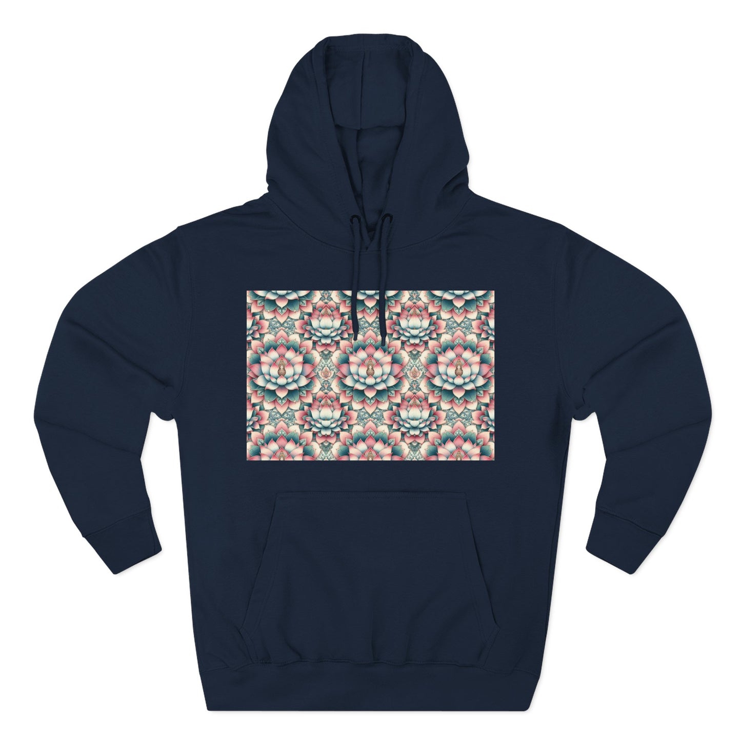 Fleece Hoodie with Lotus Flower Design