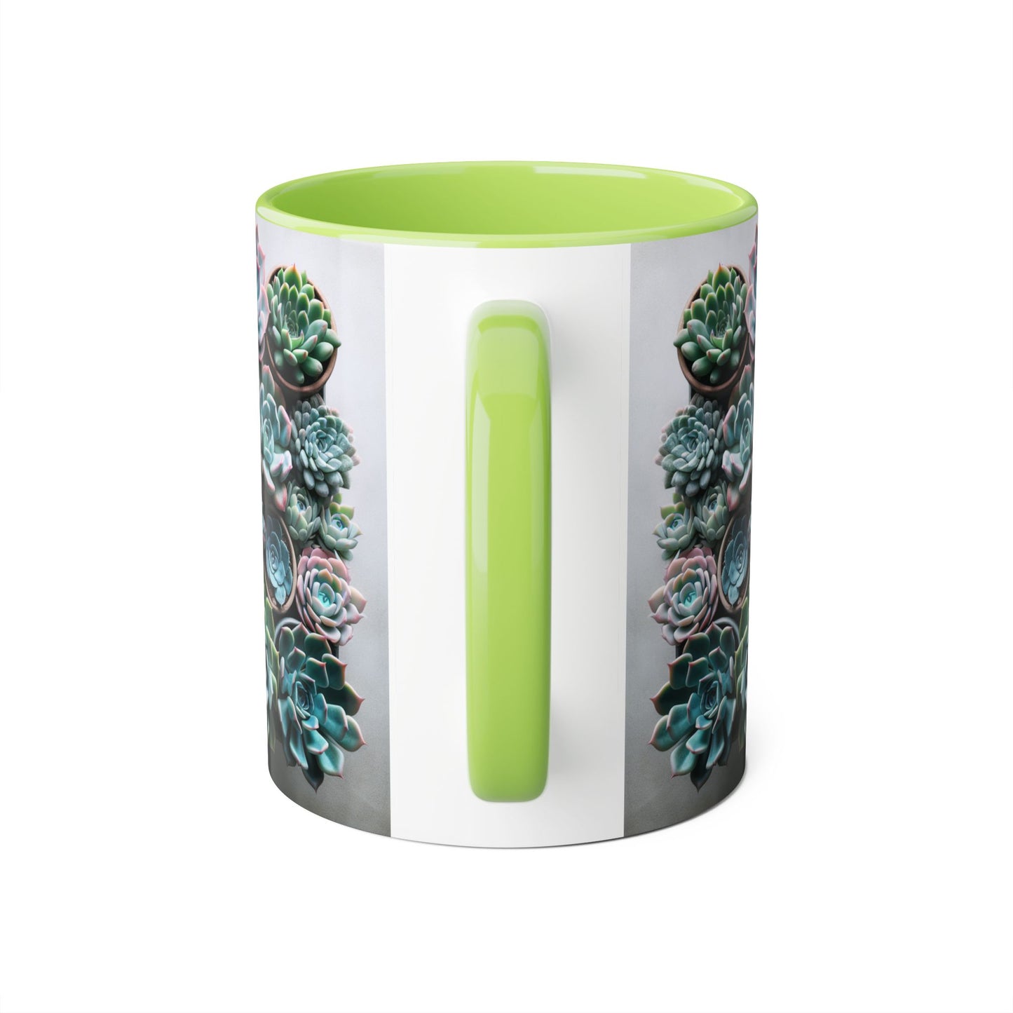 Succulent Garden Accent Mug, 11oz Succulent Coffee Mug, Floral Drinkware, Plant Lover Gift, Unique Home Decor